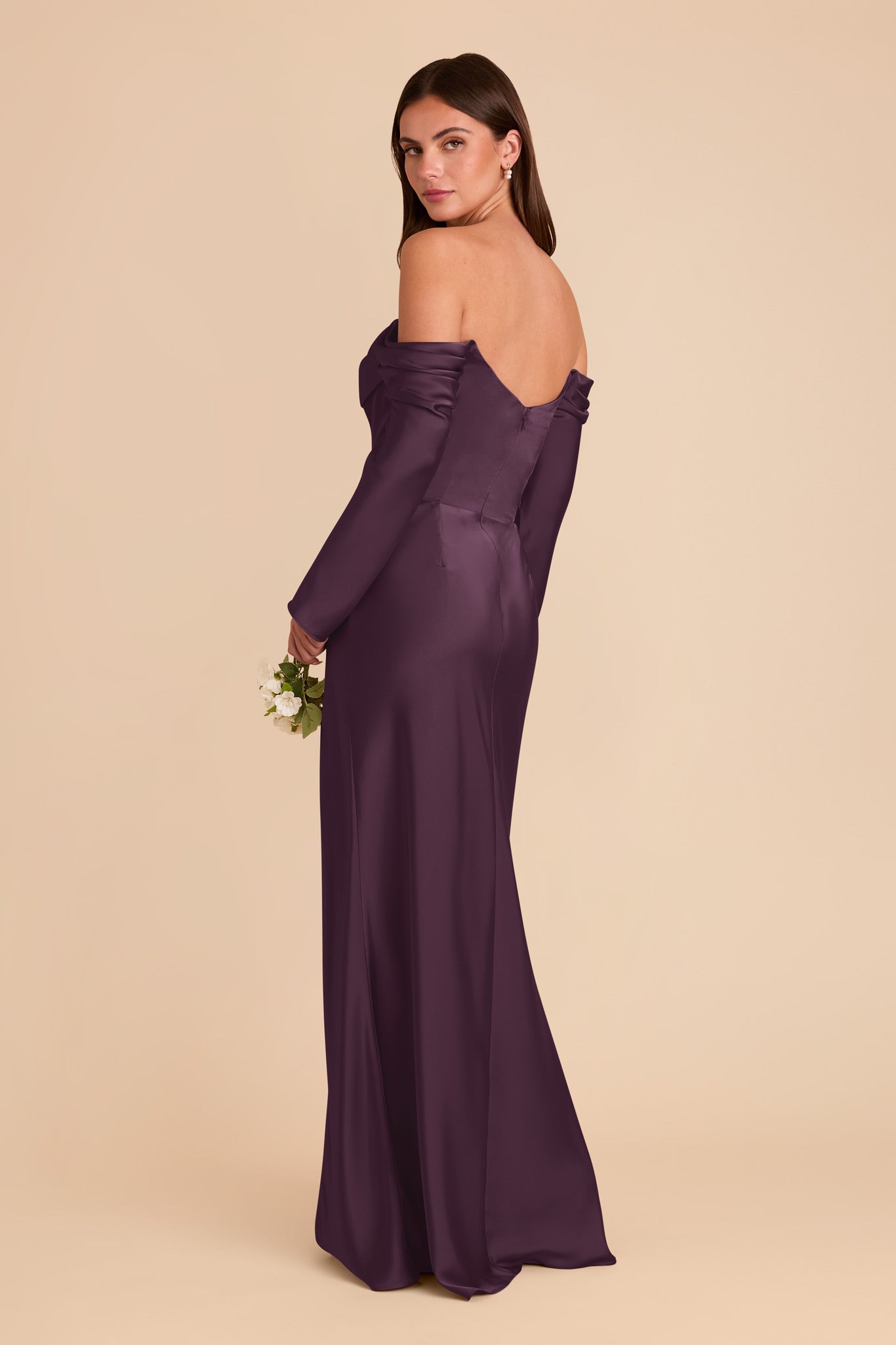 Off-the-Shoulder Bridesmaid Dress with Cowl Neck | Maya Matte Satin