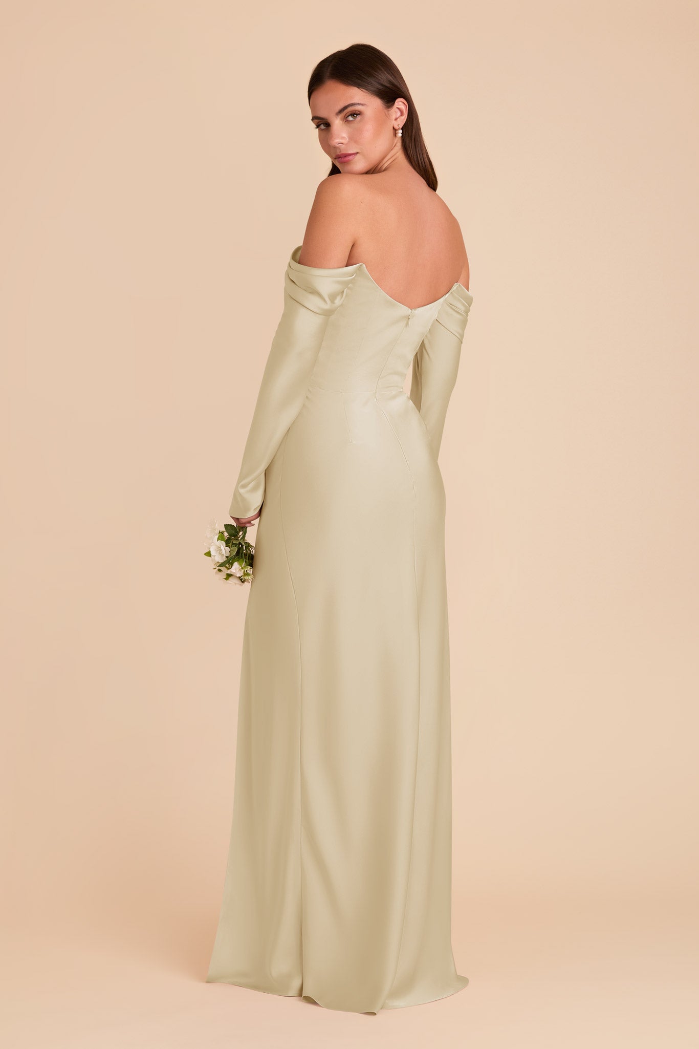 Off-the-Shoulder Bridesmaid Dress with Cowl Neck | Maya Matte Satin