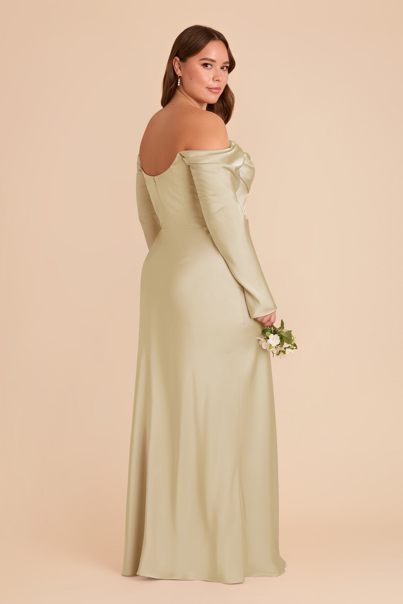 Off-the-Shoulder Bridesmaid Dress with Cowl Neck | Maya Matte Satin