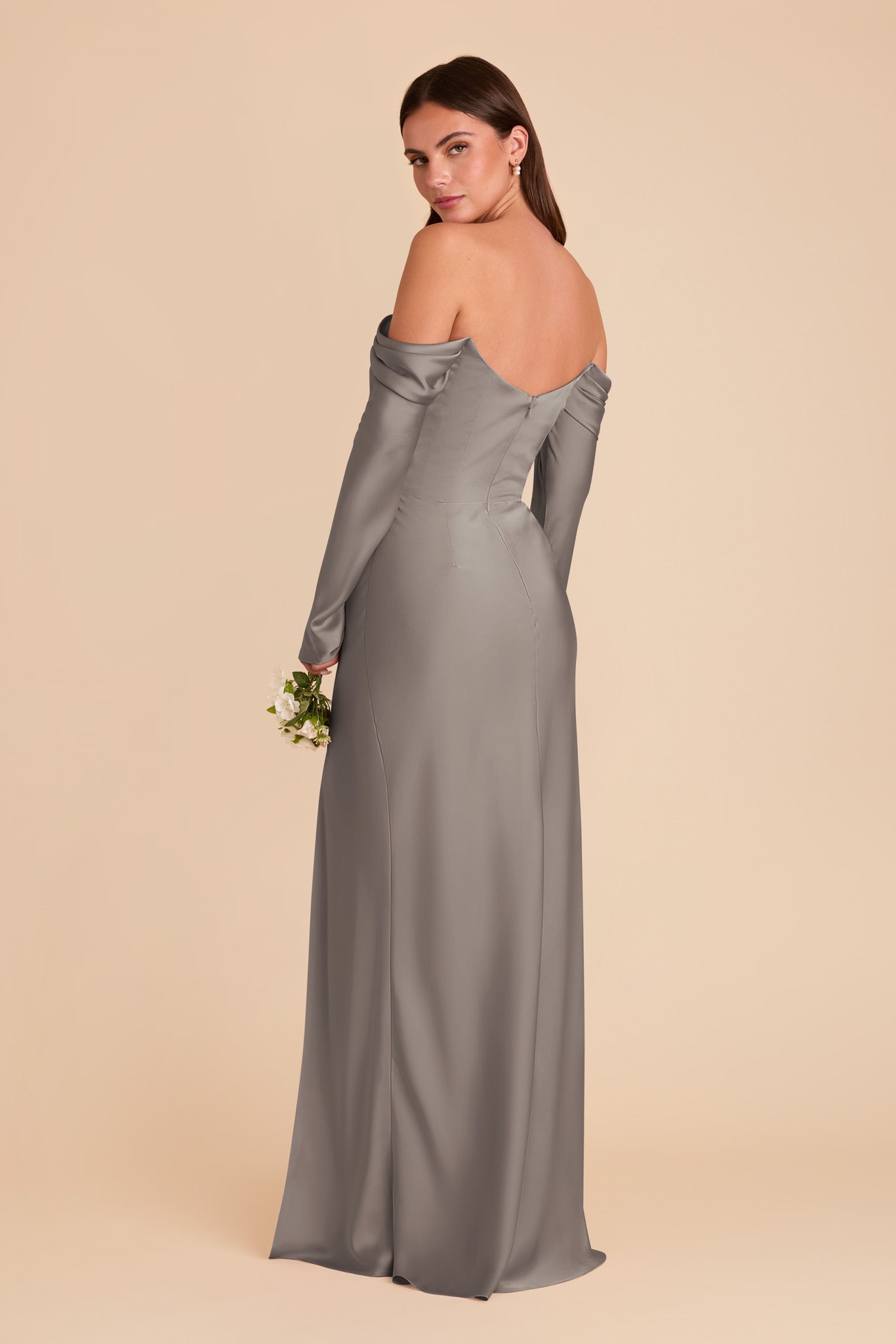 Off-the-Shoulder Bridesmaid Dress with Cowl Neck | Maya Matte Satin