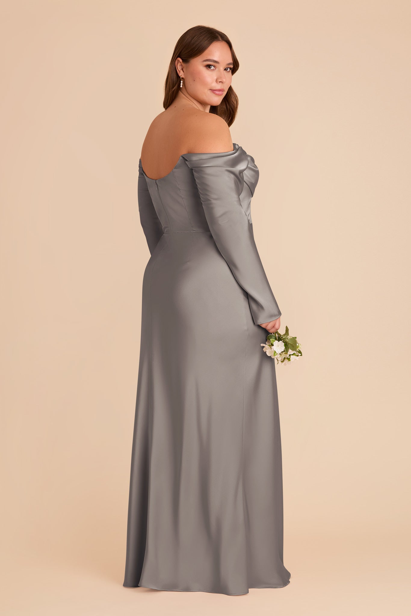 Off-the-Shoulder Bridesmaid Dress with Cowl Neck | Maya Matte Satin