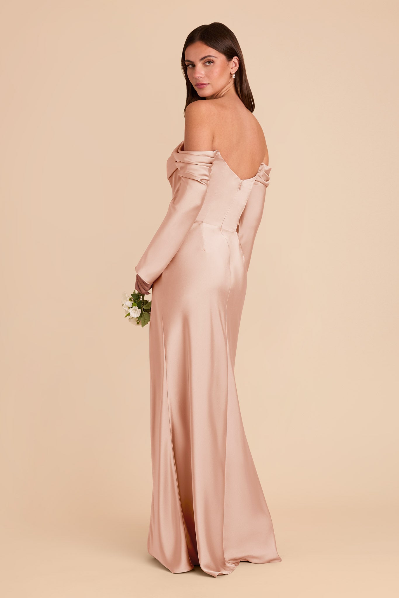Off-the-Shoulder Bridesmaid Dress with Cowl Neck | Maya Matte Satin