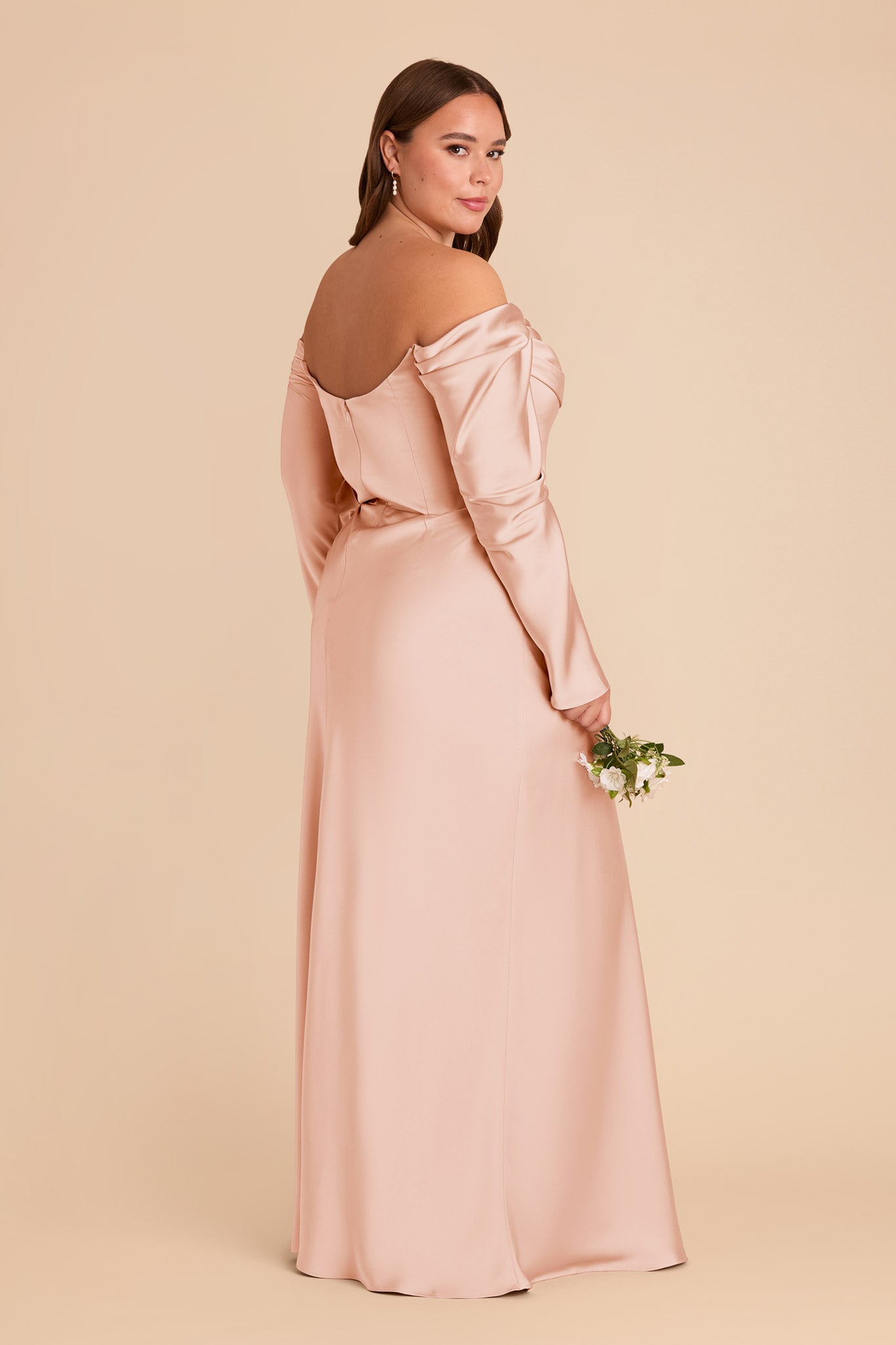 Off-the-Shoulder Bridesmaid Dress with Cowl Neck | Maya Matte Satin