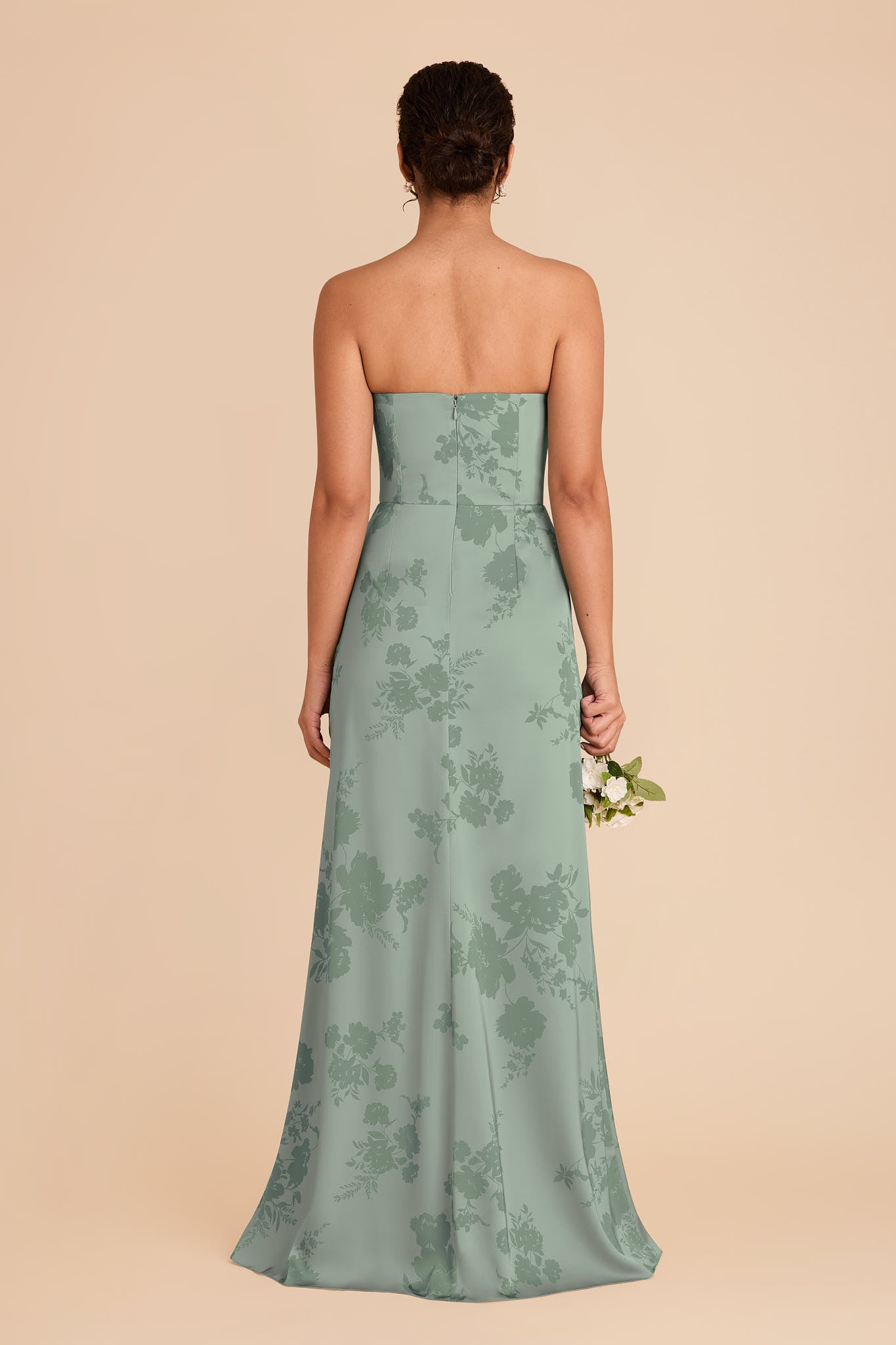Sage Green Satin Corset Dress with Removable Straps | Anne Matte