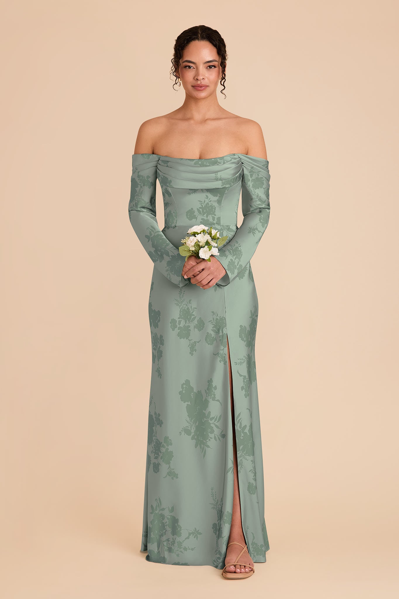 Off-the-Shoulder Bridesmaid Dress with Cowl Neck | Maya Matte Satin