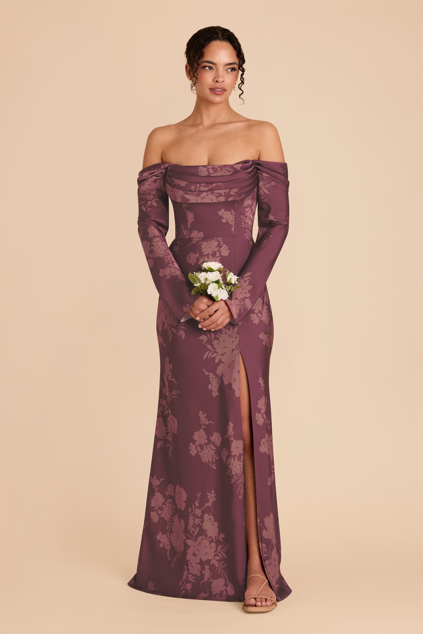 Off-the-Shoulder Bridesmaid Dress with Cowl Neck | Maya Matte Satin