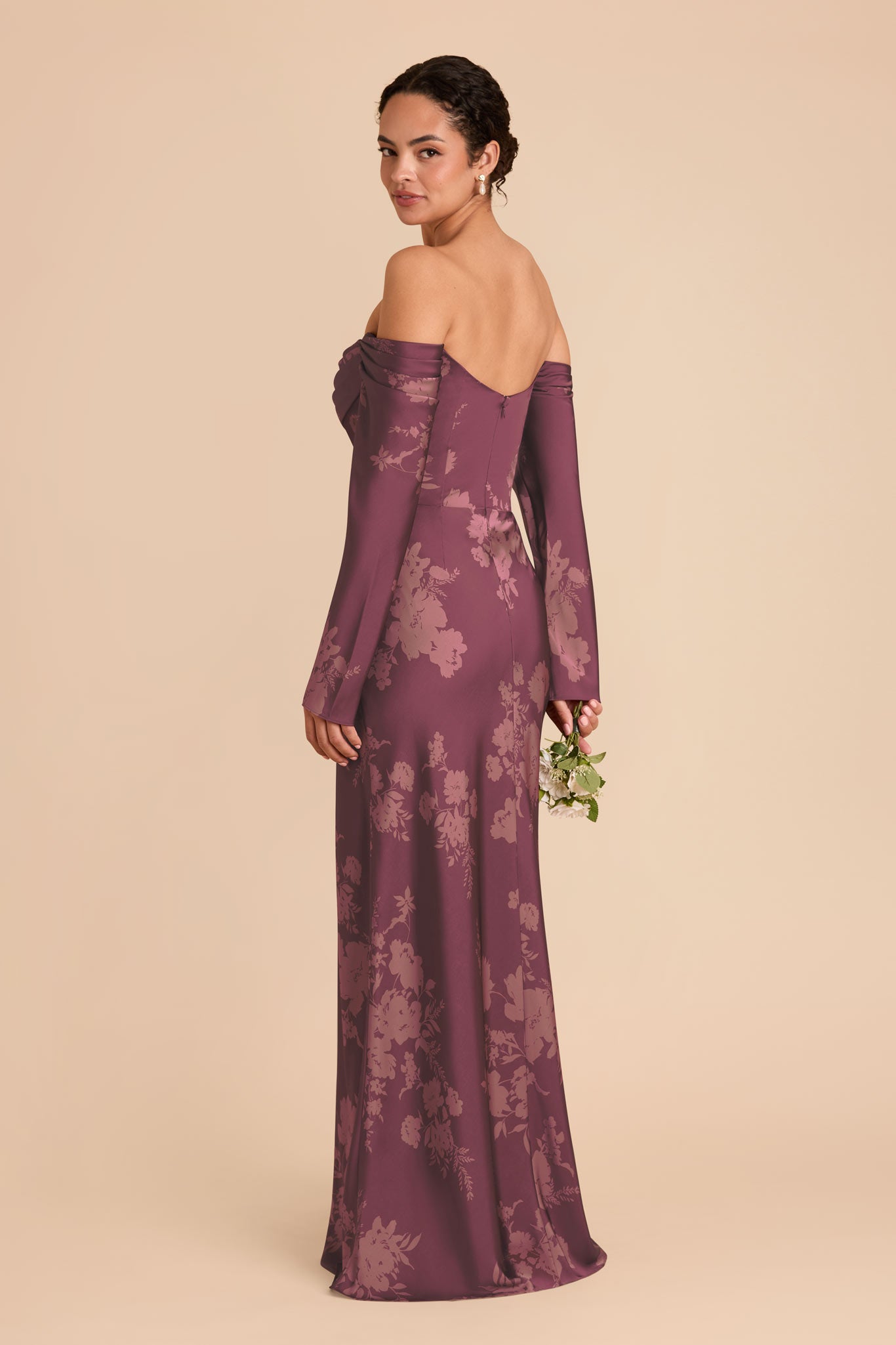 Off-the-Shoulder Bridesmaid Dress with Cowl Neck | Maya Matte Satin