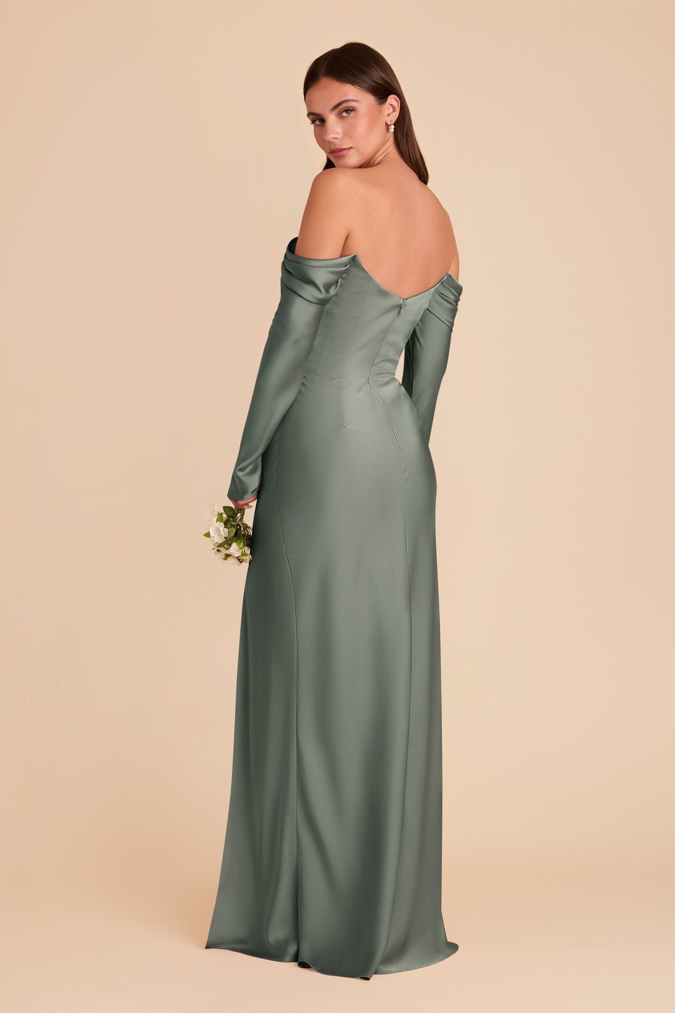 Off-the-Shoulder Bridesmaid Dress with Cowl Neck | Maya Matte Satin