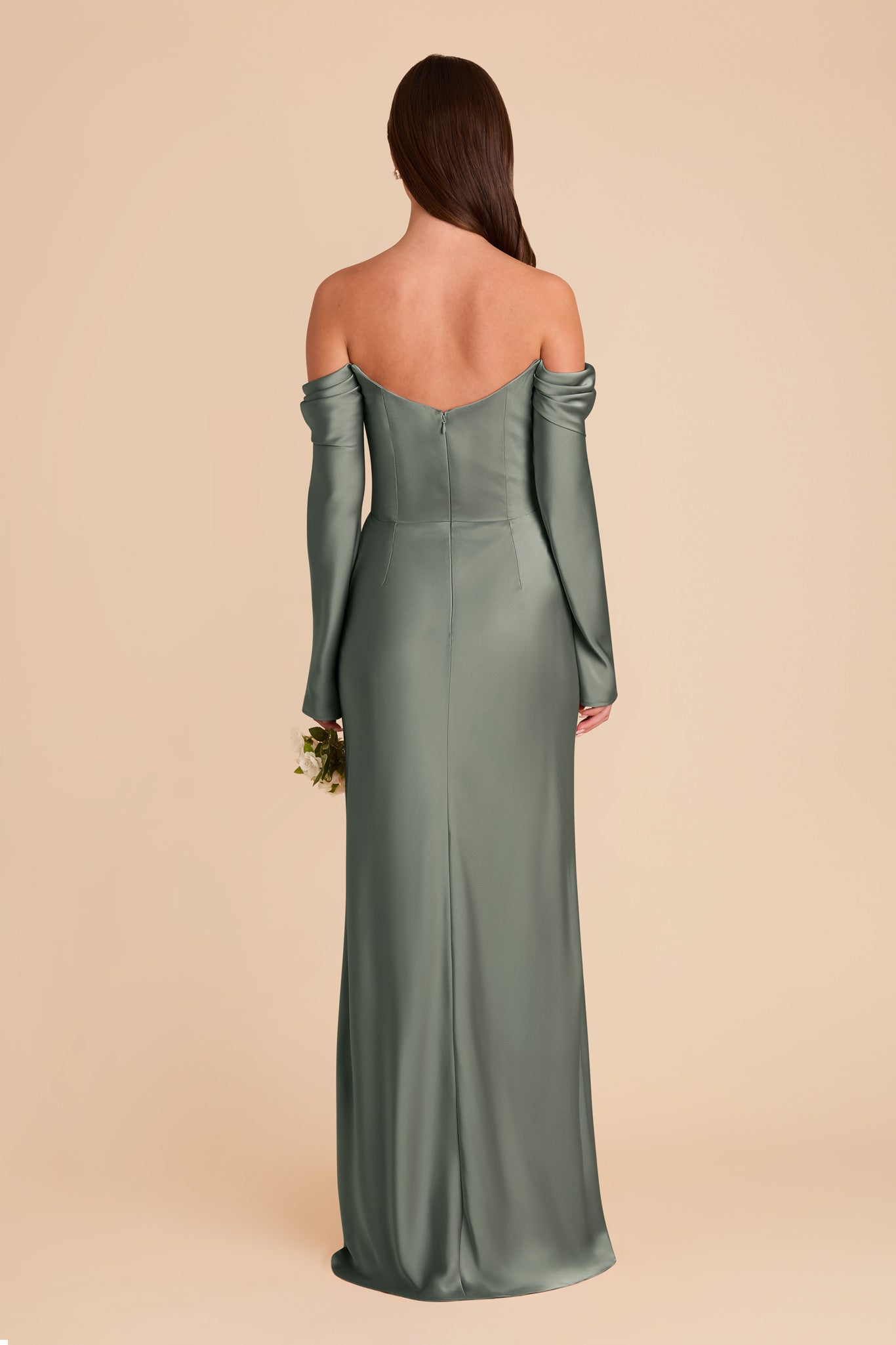 Off-the-Shoulder Bridesmaid Dress with Cowl Neck | Maya Matte Satin