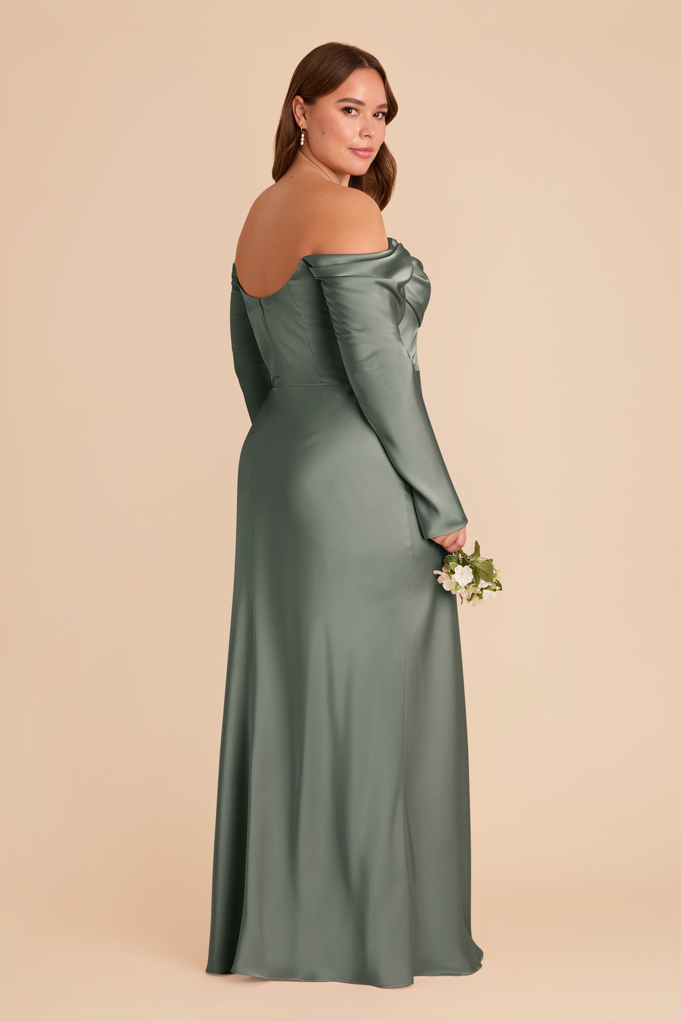 Off-the-Shoulder Bridesmaid Dress with Cowl Neck | Maya Matte Satin