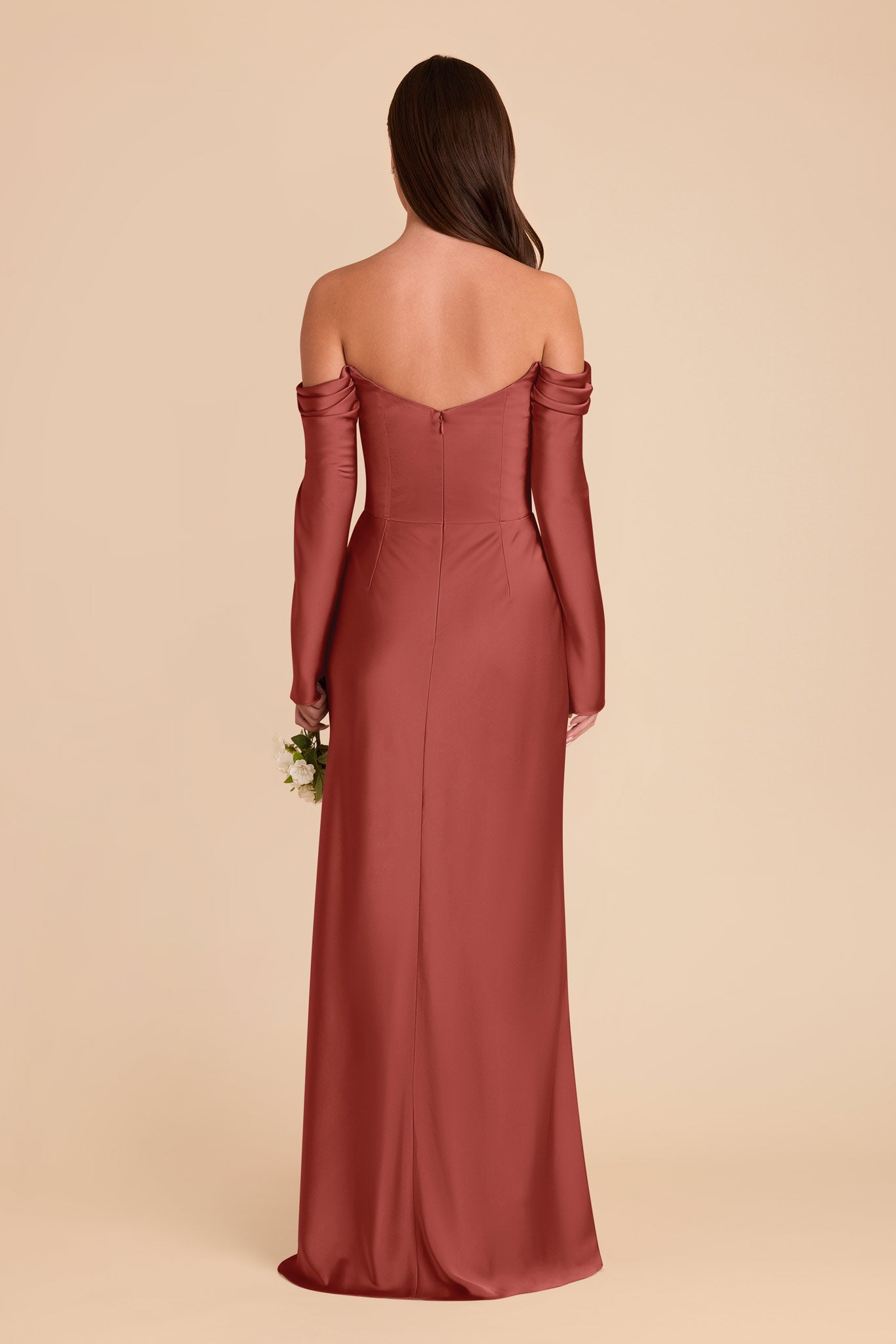 Off-the-Shoulder Bridesmaid Dress with Cowl Neck | Maya Matte Satin