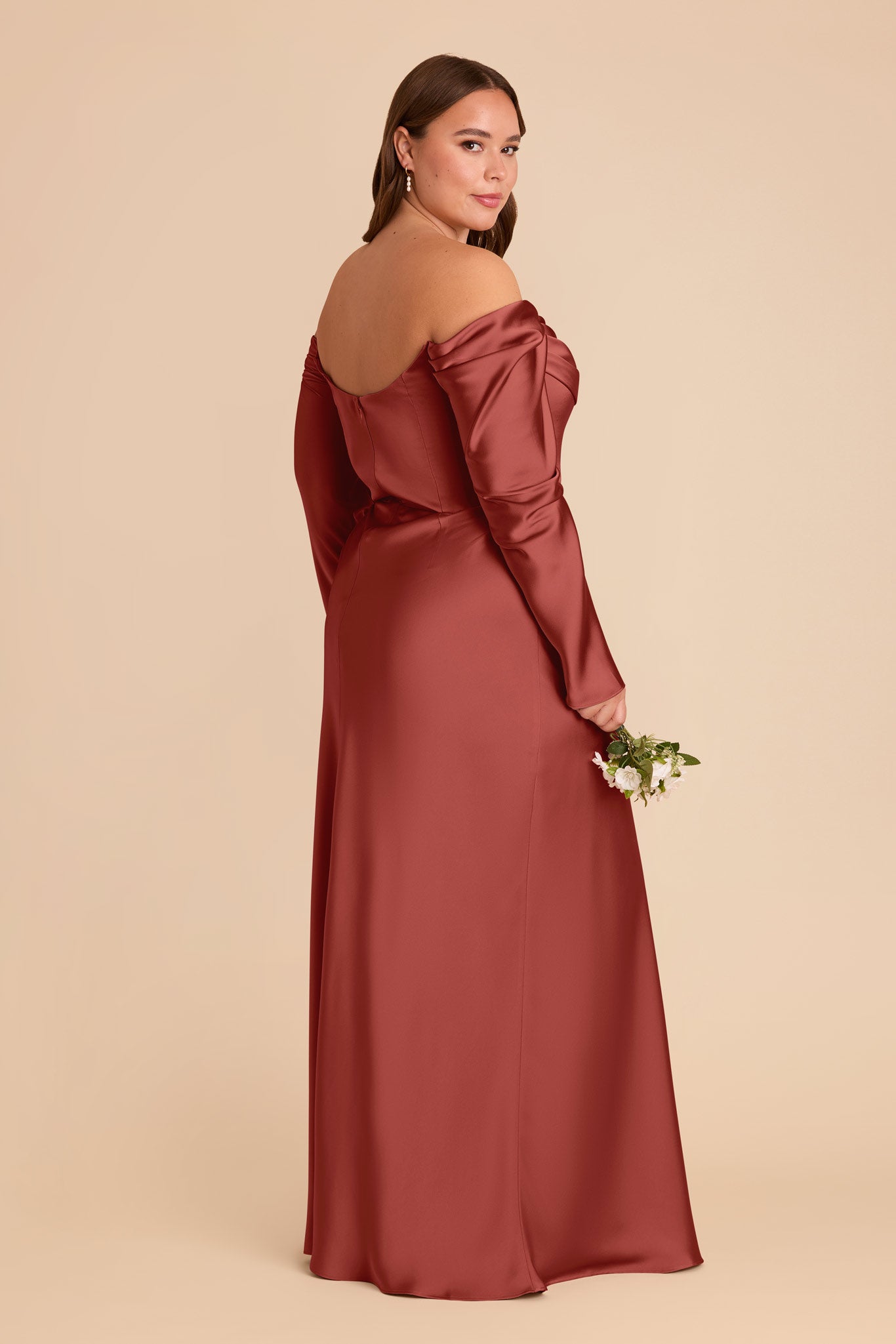 Off-the-Shoulder Bridesmaid Dress with Cowl Neck | Maya Matte Satin