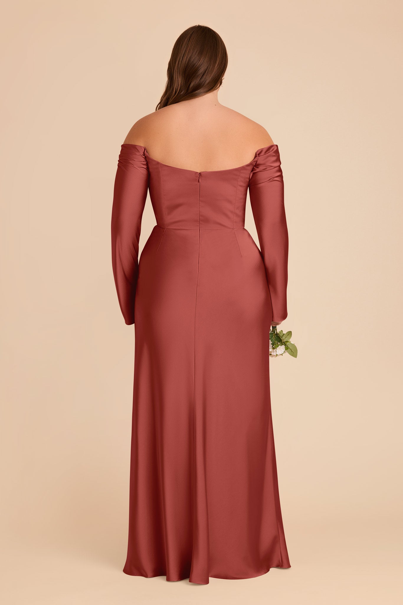 Off-the-Shoulder Bridesmaid Dress with Cowl Neck | Maya Matte Satin