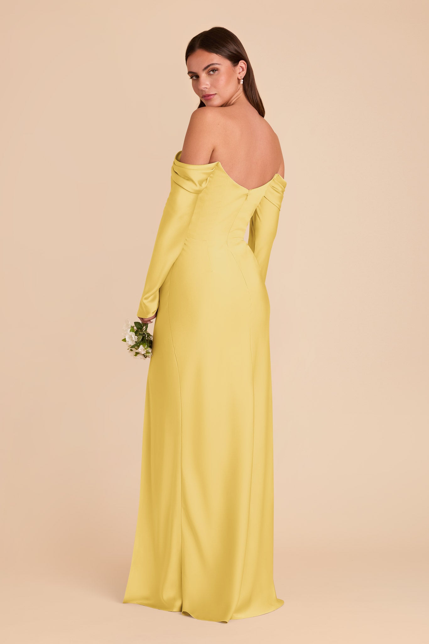 Off-the-Shoulder Bridesmaid Dress with Cowl Neck | Maya Matte Satin