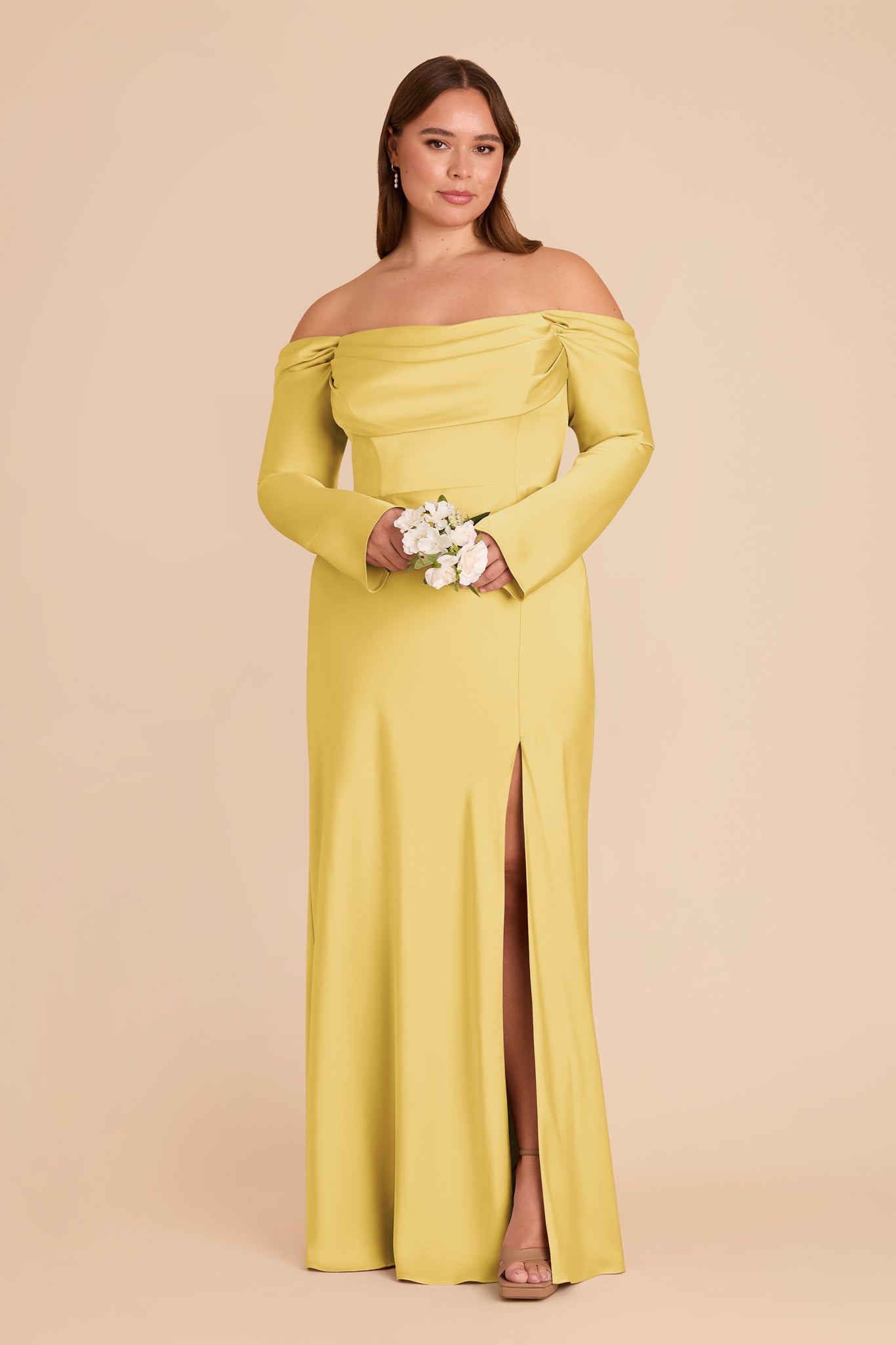 Off-the-Shoulder Bridesmaid Dress with Cowl Neck | Maya Matte Satin