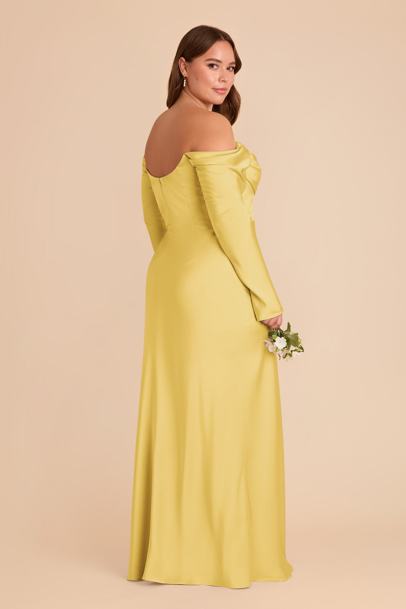 Off-the-Shoulder Bridesmaid Dress with Cowl Neck | Maya Matte Satin