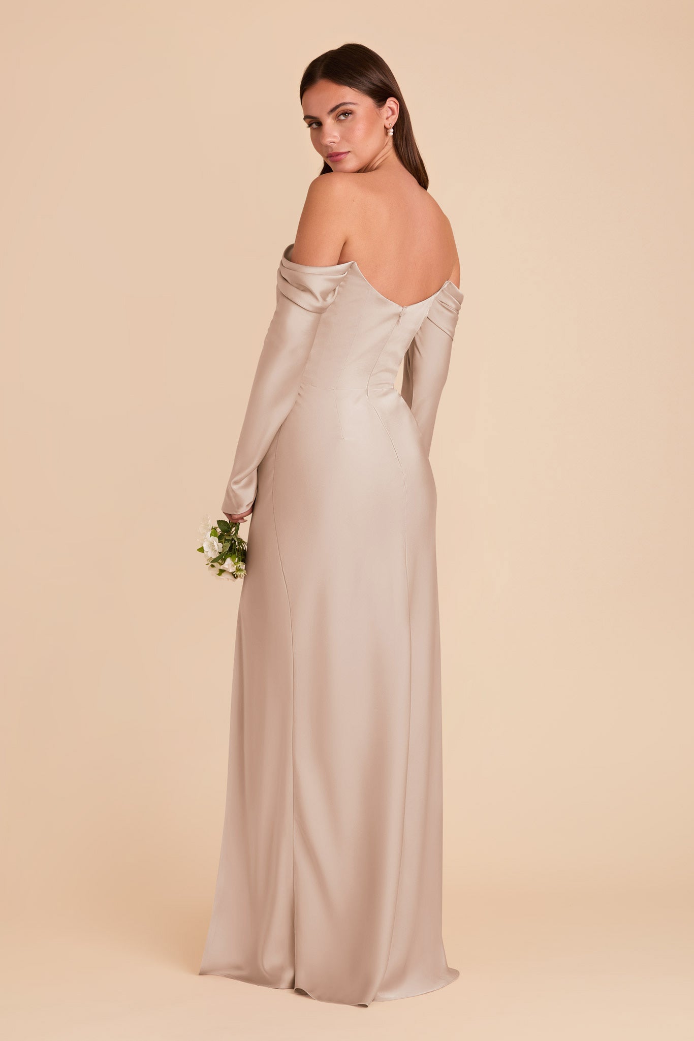 Off-the-Shoulder Bridesmaid Dress with Cowl Neck | Maya Matte Satin