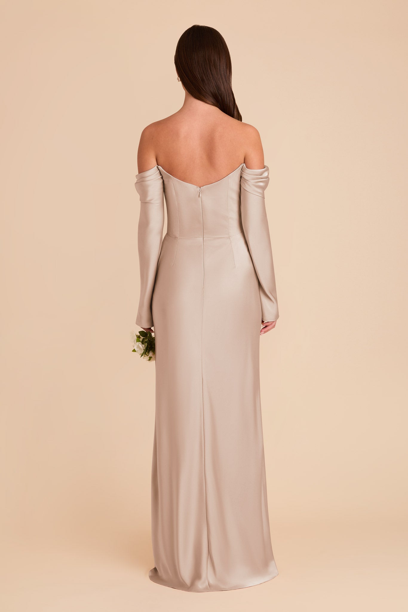 Off-the-Shoulder Bridesmaid Dress with Cowl Neck | Maya Matte Satin