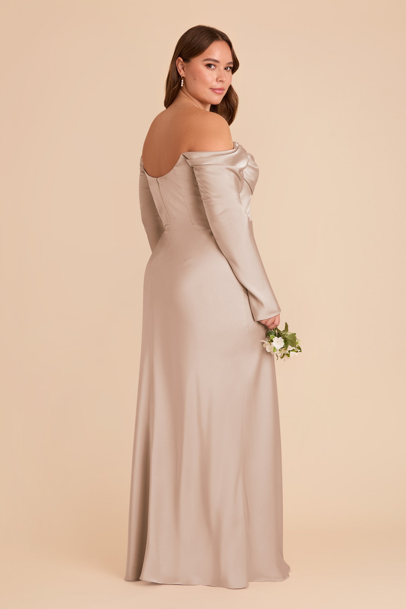 Off-the-Shoulder Bridesmaid Dress with Cowl Neck | Maya Matte Satin