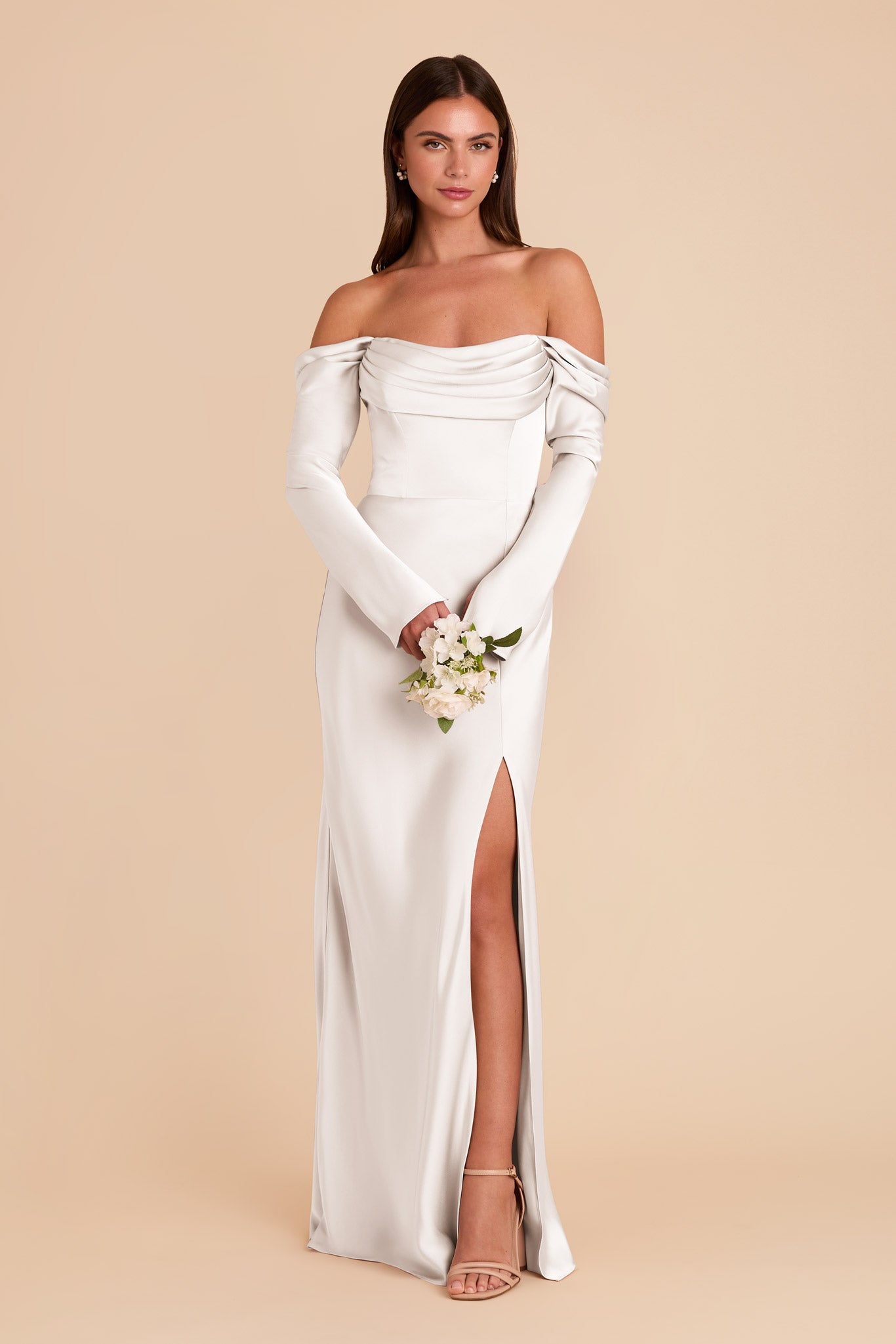Off-the-Shoulder Bridesmaid Dress with Cowl Neck | Maya Matte Satin