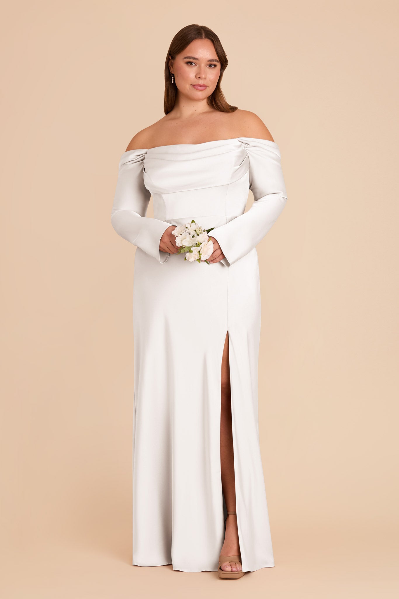 Off-the-Shoulder Bridesmaid Dress with Cowl Neck | Maya Matte Satin