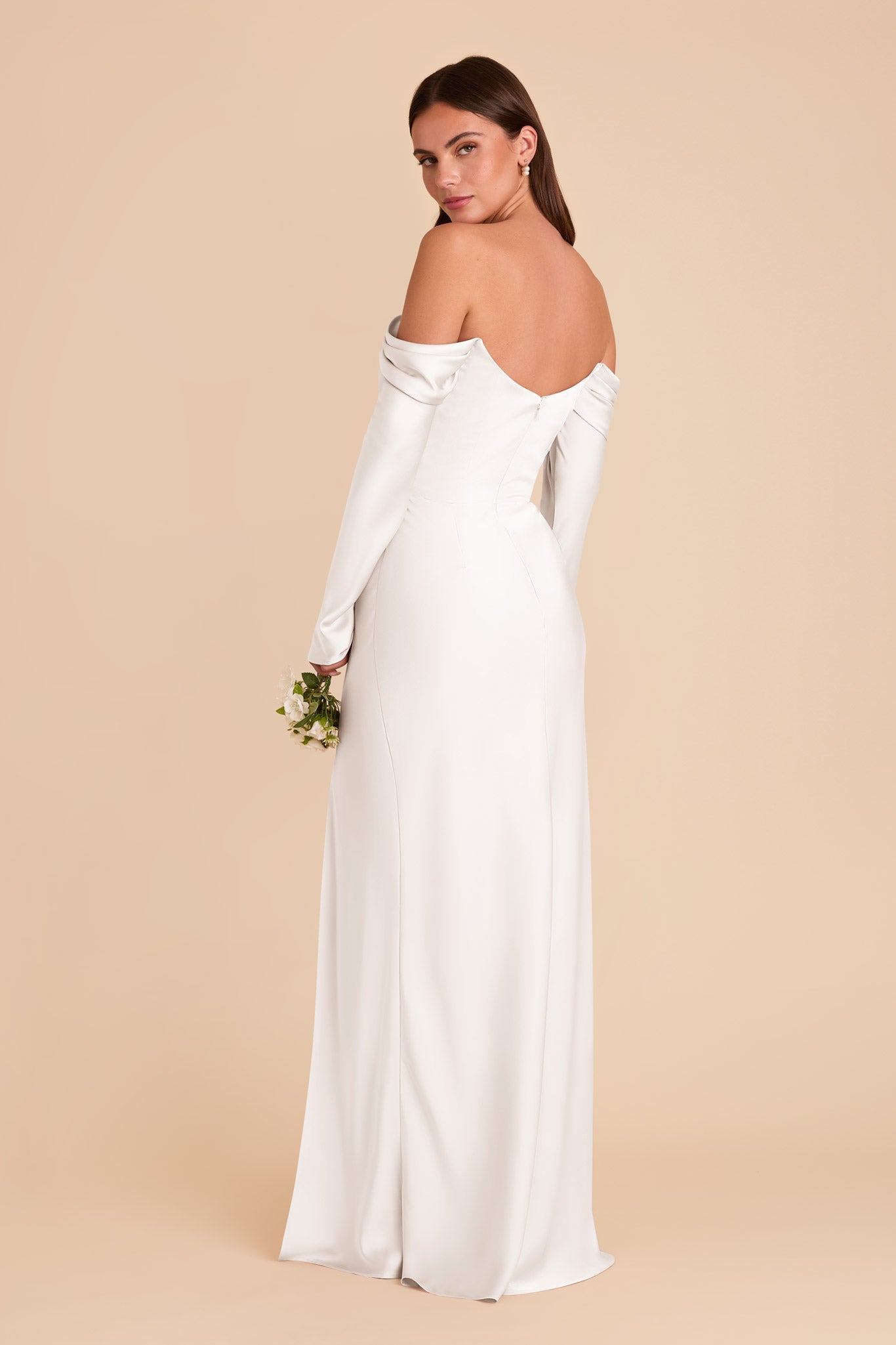 Off-the-Shoulder Bridesmaid Dress with Cowl Neck | Maya Matte Satin