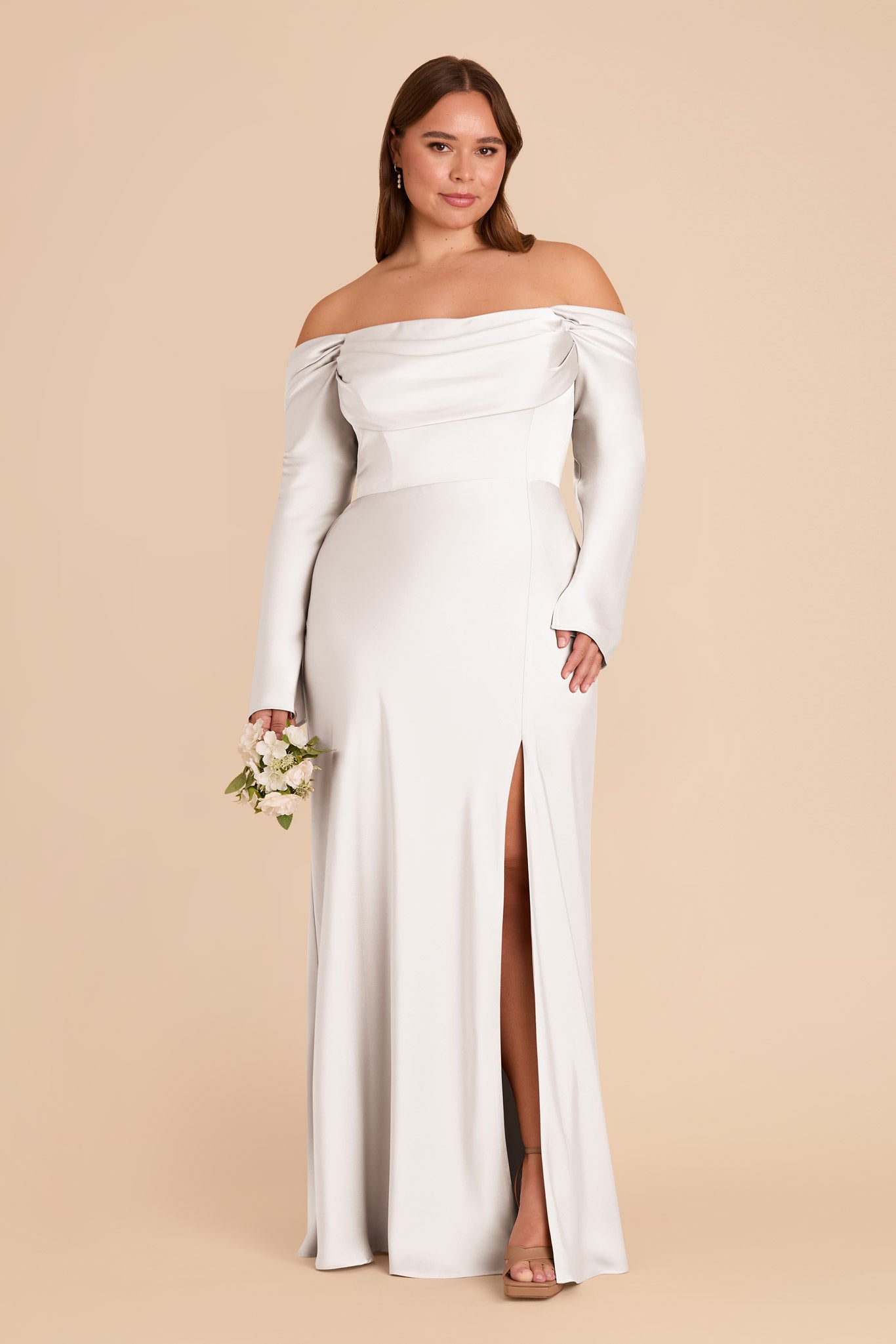 Off-the-Shoulder Bridesmaid Dress with Cowl Neck | Maya Matte Satin