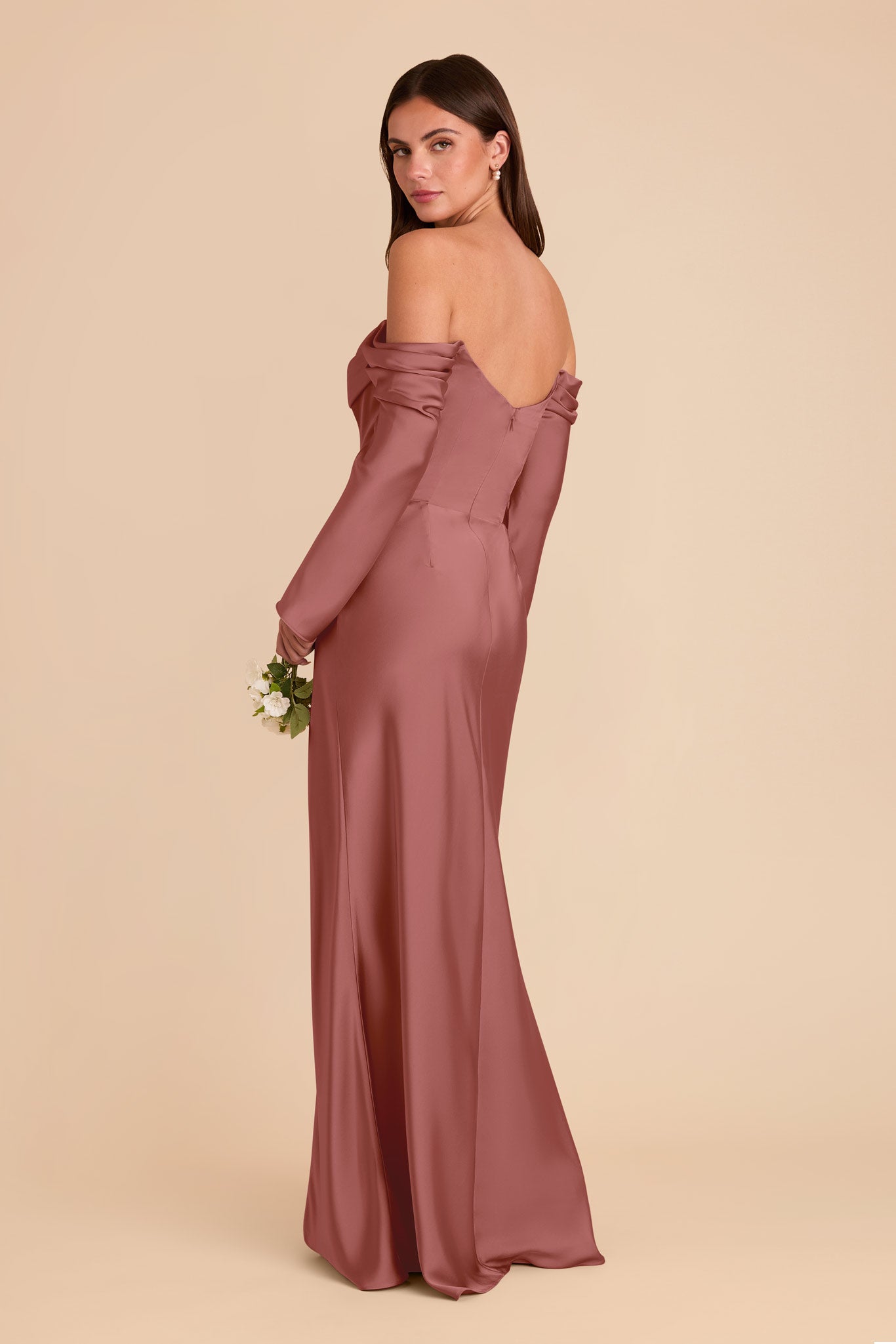 Off-the-Shoulder Bridesmaid Dress with Cowl Neck | Maya Matte Satin