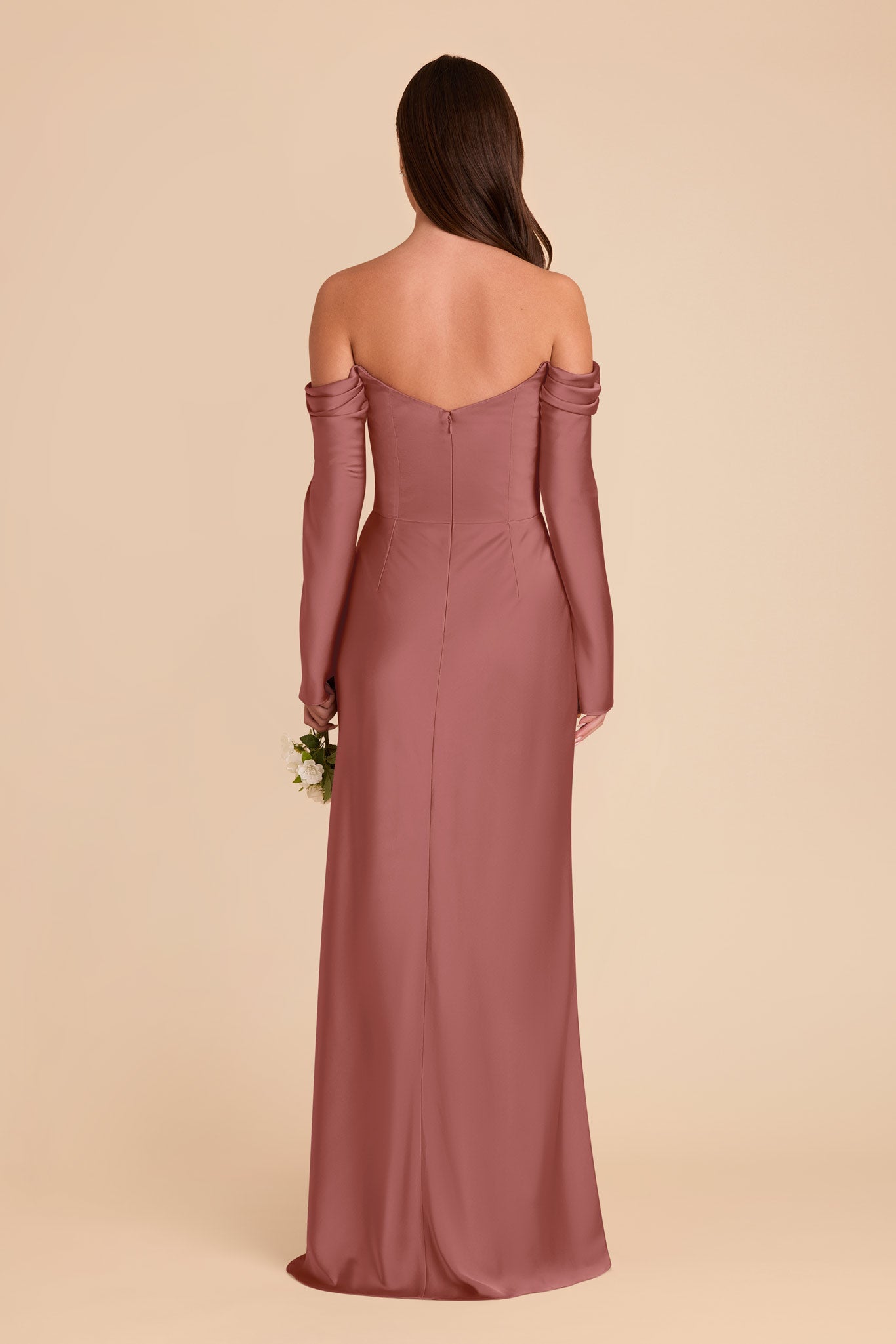 Off-the-Shoulder Bridesmaid Dress with Cowl Neck | Maya Matte Satin