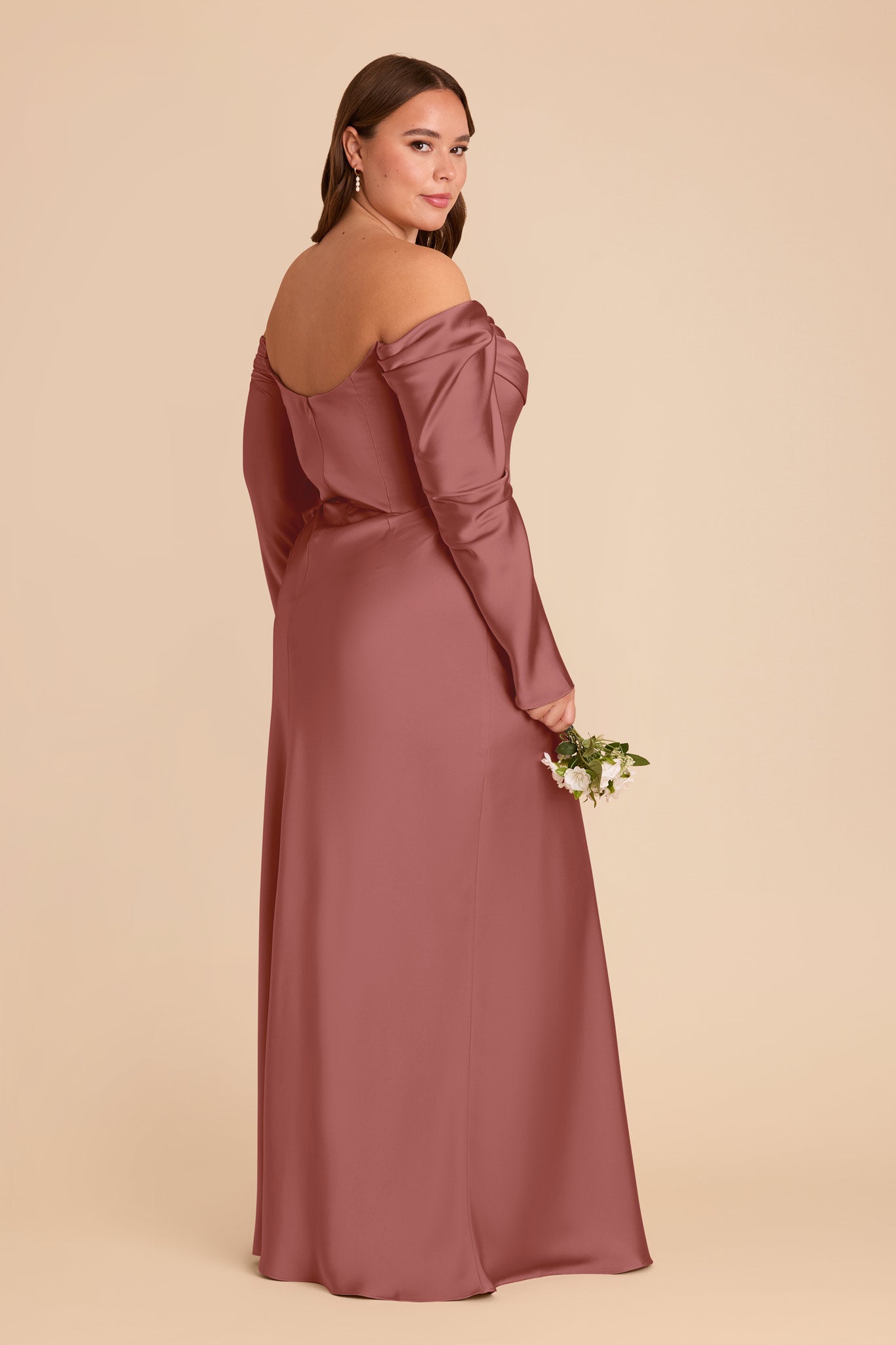 Off-the-Shoulder Bridesmaid Dress with Cowl Neck | Maya Matte Satin