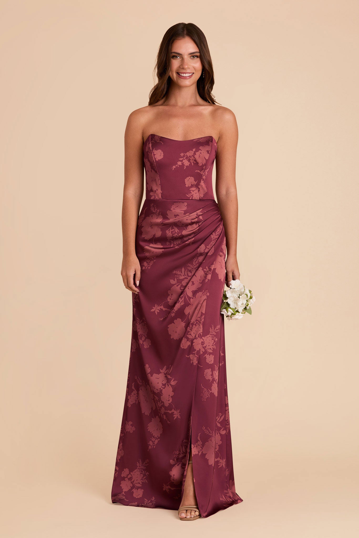 Matte Satin Corset Dress with Removable Straps | Anne Sangria Blooms