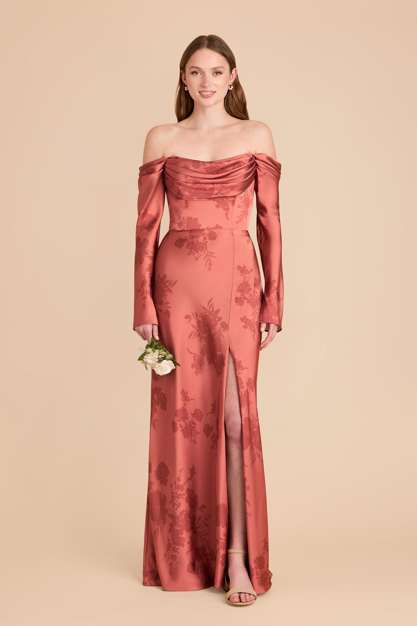 Off-the-Shoulder Bridesmaid Dress with Cowl Neck | Maya Matte Satin