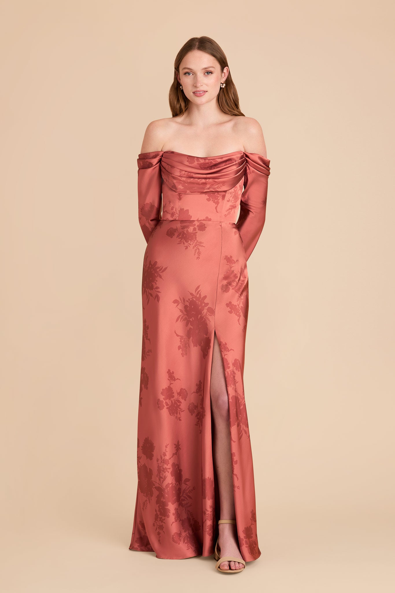 Off-the-Shoulder Bridesmaid Dress with Cowl Neck | Maya Matte Satin