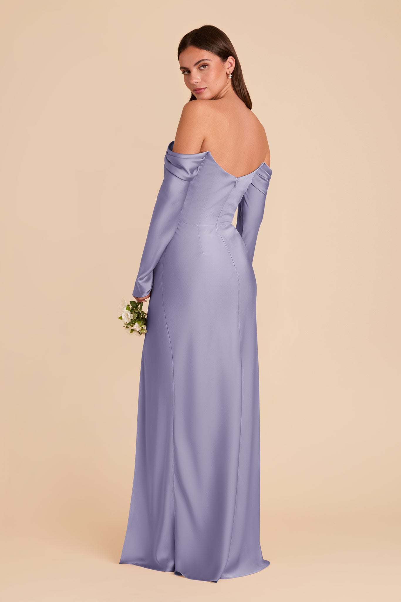Off-the-Shoulder Bridesmaid Dress with Cowl Neck | Maya Matte Satin