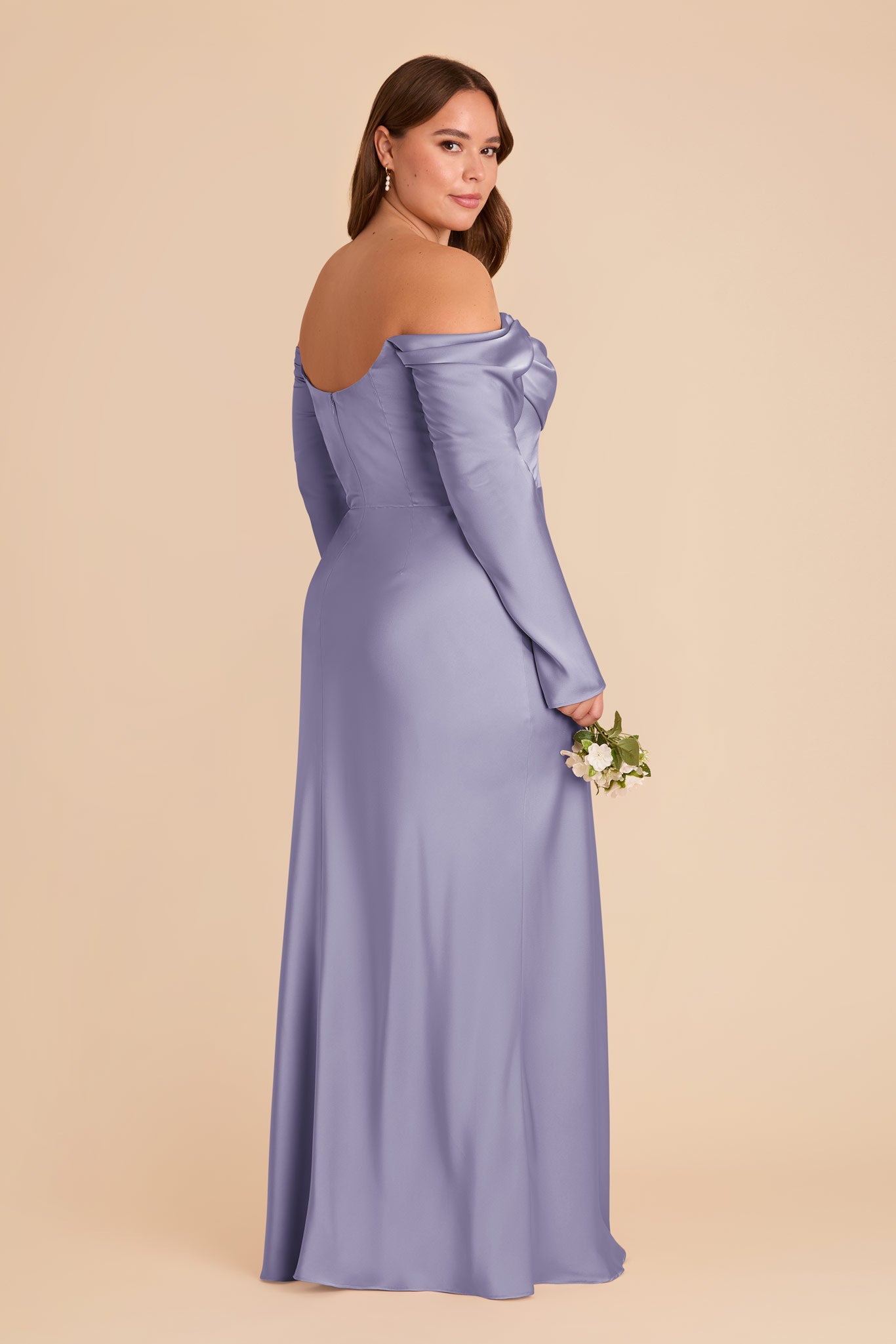 Off-the-Shoulder Bridesmaid Dress with Cowl Neck | Maya Matte Satin