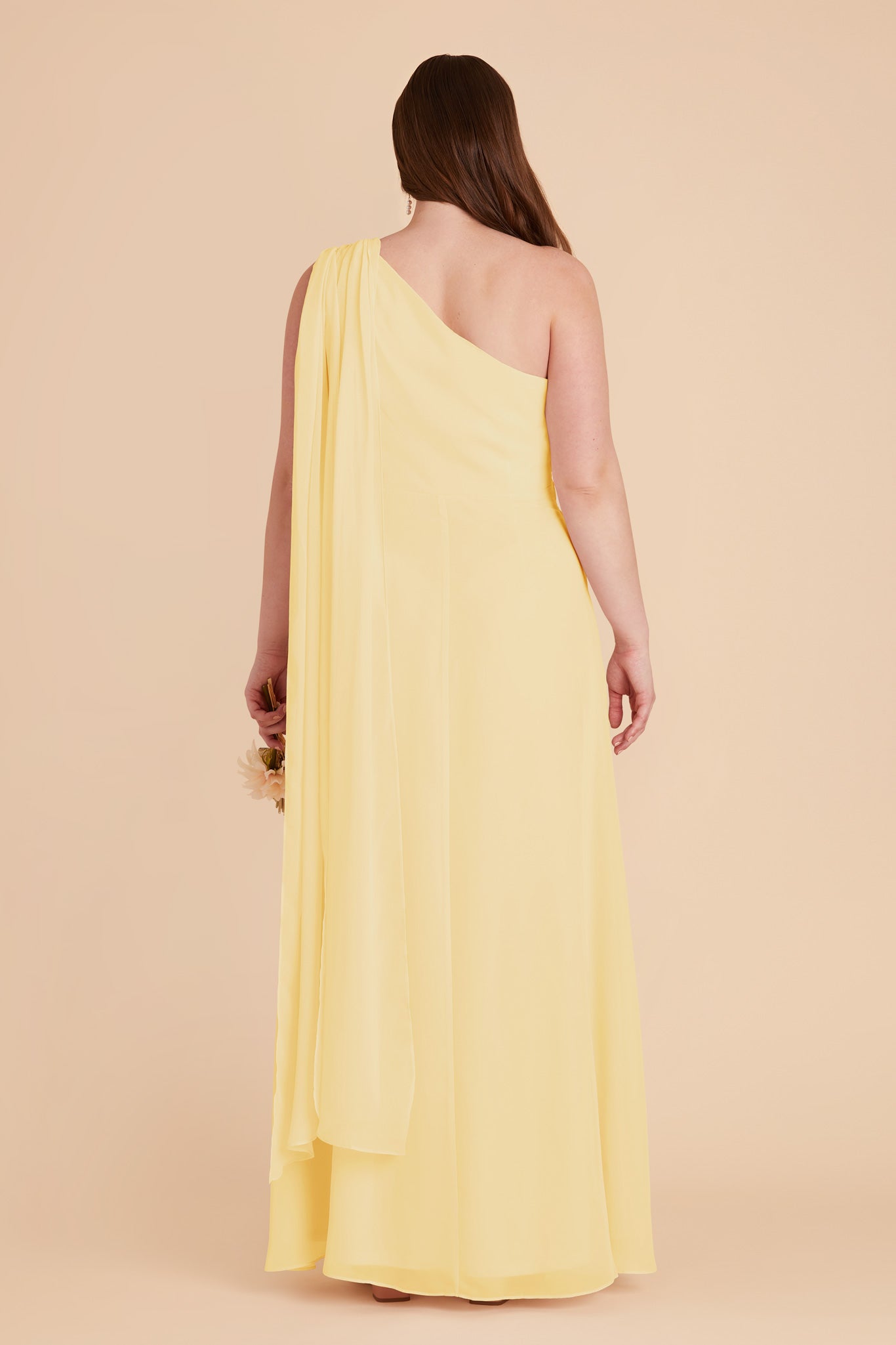 One-Shoulder Chiffon Bridesmaid Dress in Lemon Sorbet | Melissa
