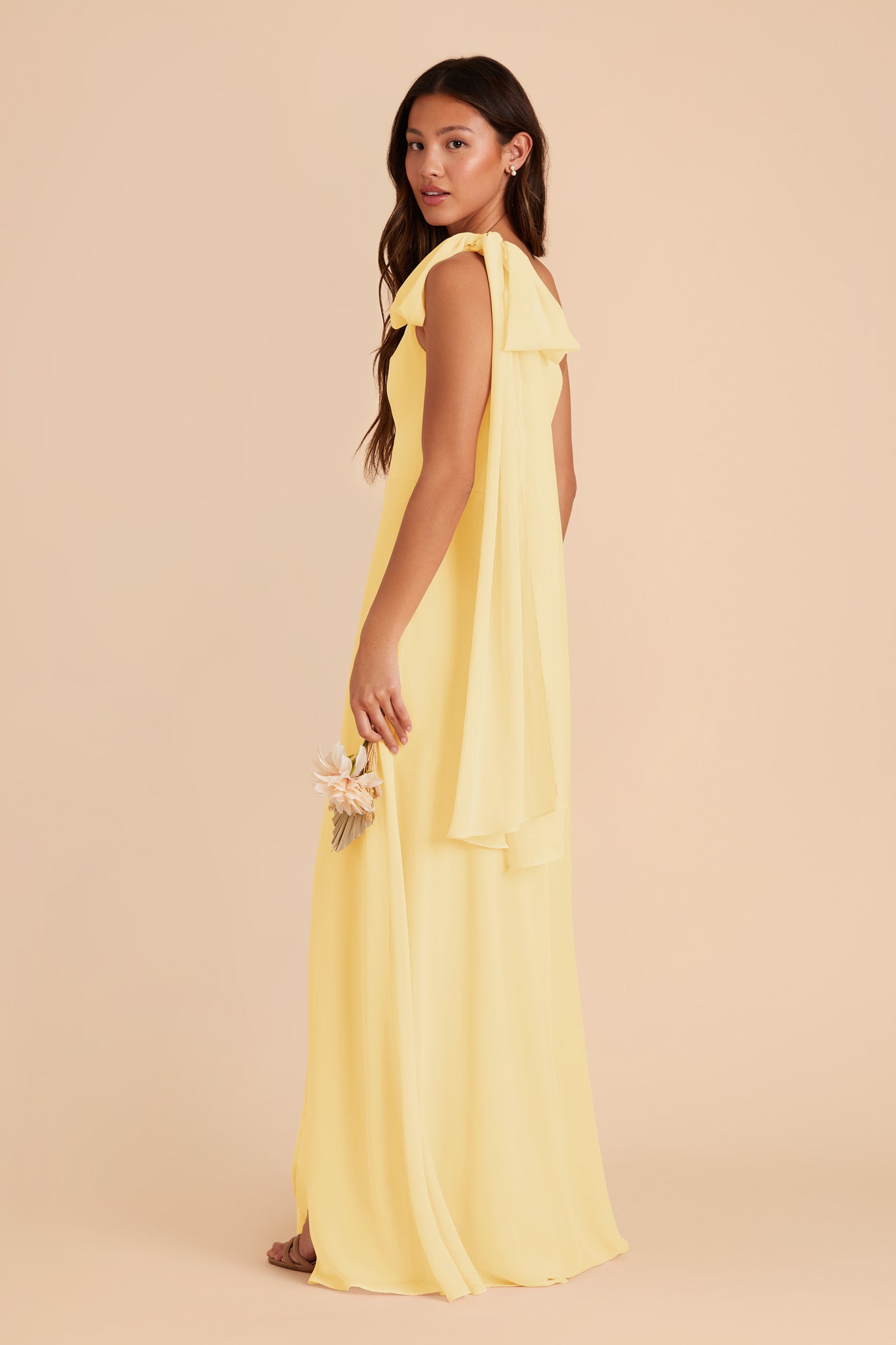 One-Shoulder Chiffon Bridesmaid Dress in Lemon Sorbet | Melissa