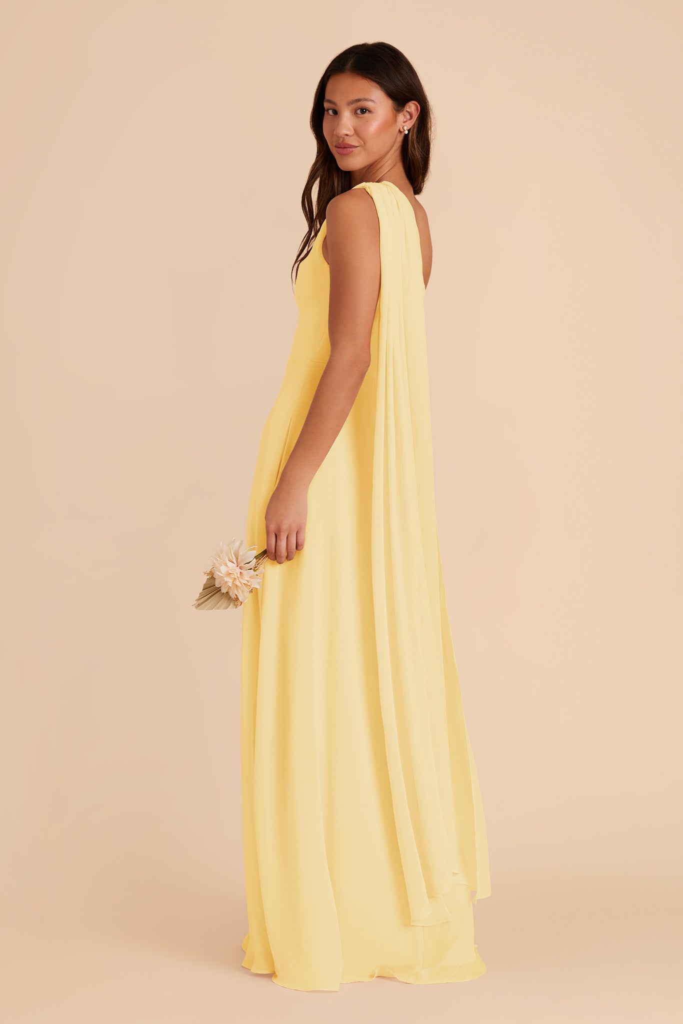One-Shoulder Chiffon Bridesmaid Dress in Lemon Sorbet | Melissa