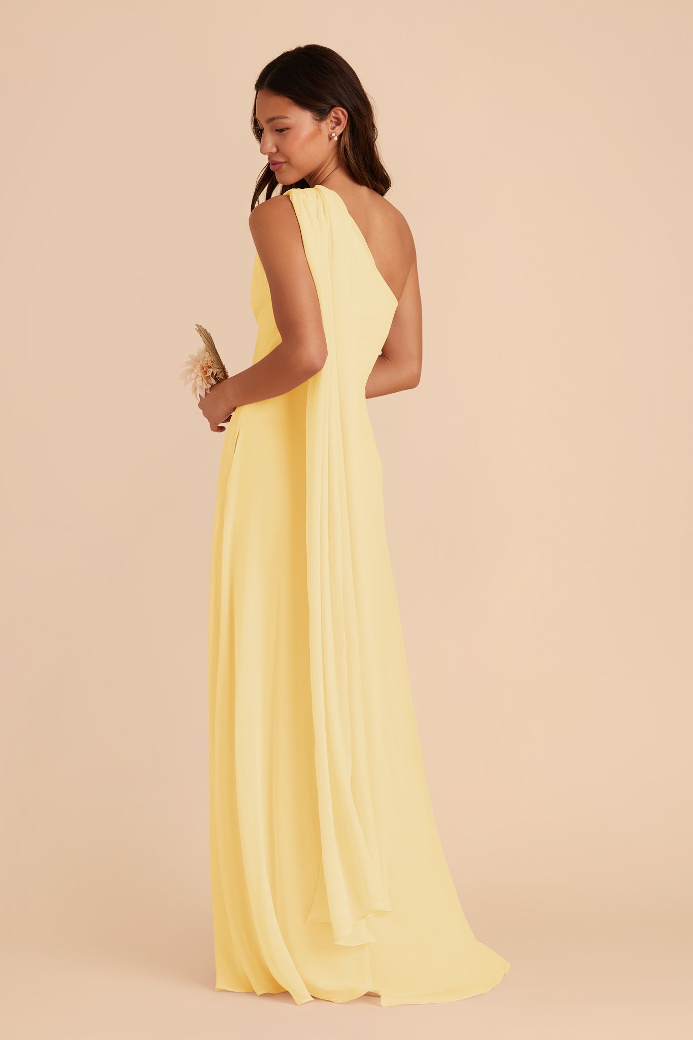 One-Shoulder Chiffon Bridesmaid Dress in Lemon Sorbet | Melissa