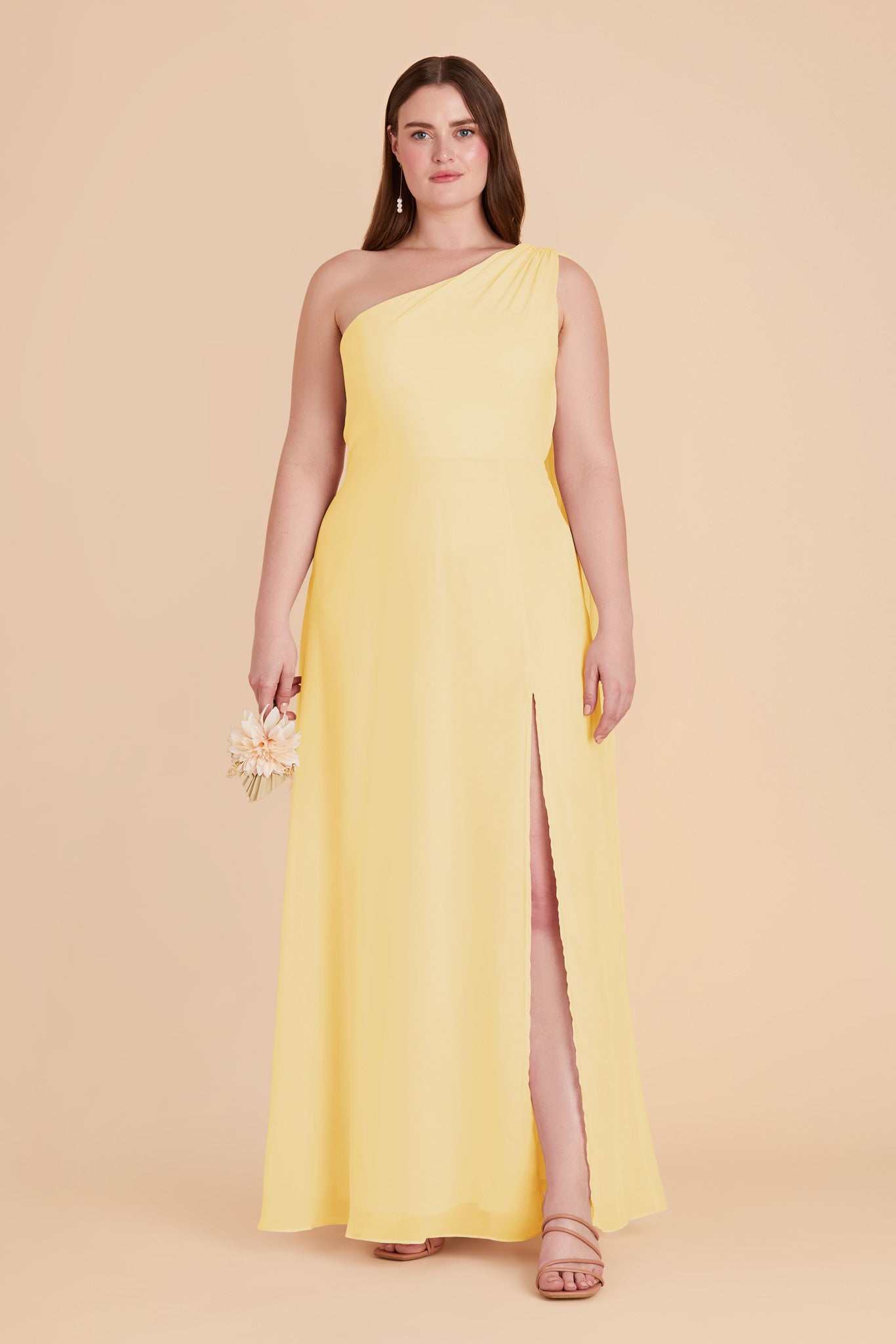 One-Shoulder Chiffon Bridesmaid Dress in Lemon Sorbet | Melissa