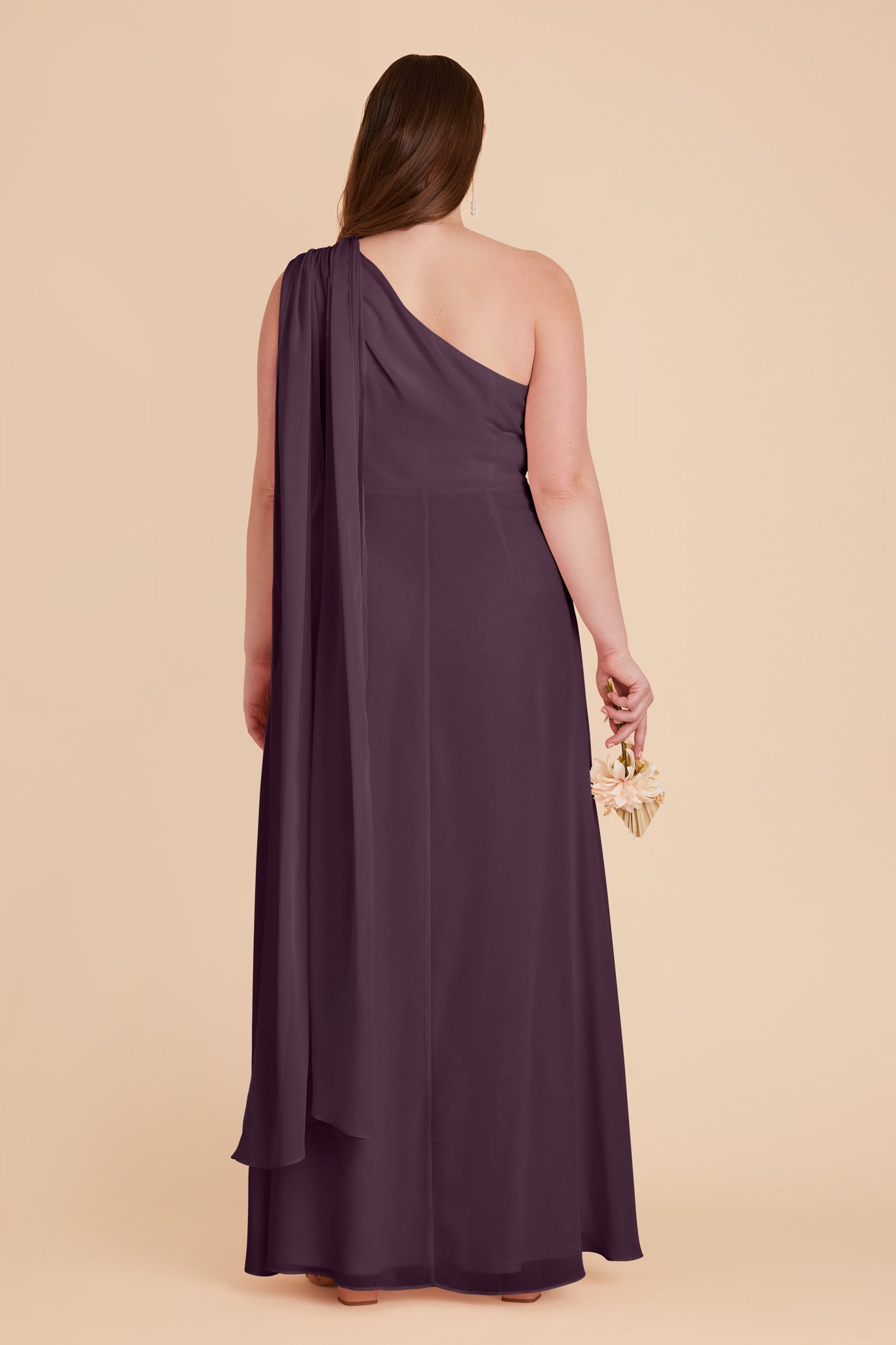 One-Shoulder Chiffon Bridesmaid Dress in Plum | Melissa