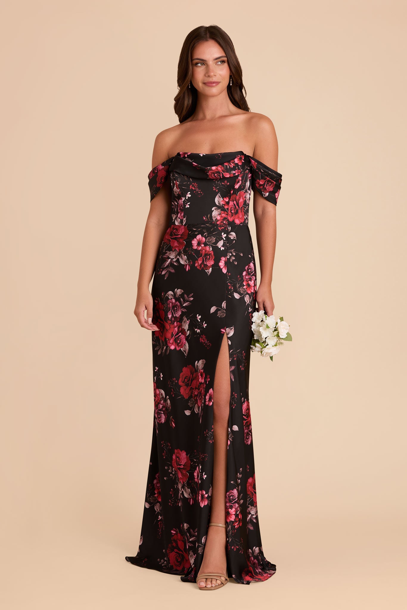 Matte Satin Convertible Dress - Off-the-Shoulder & Strapless | Mia Black Fleurs