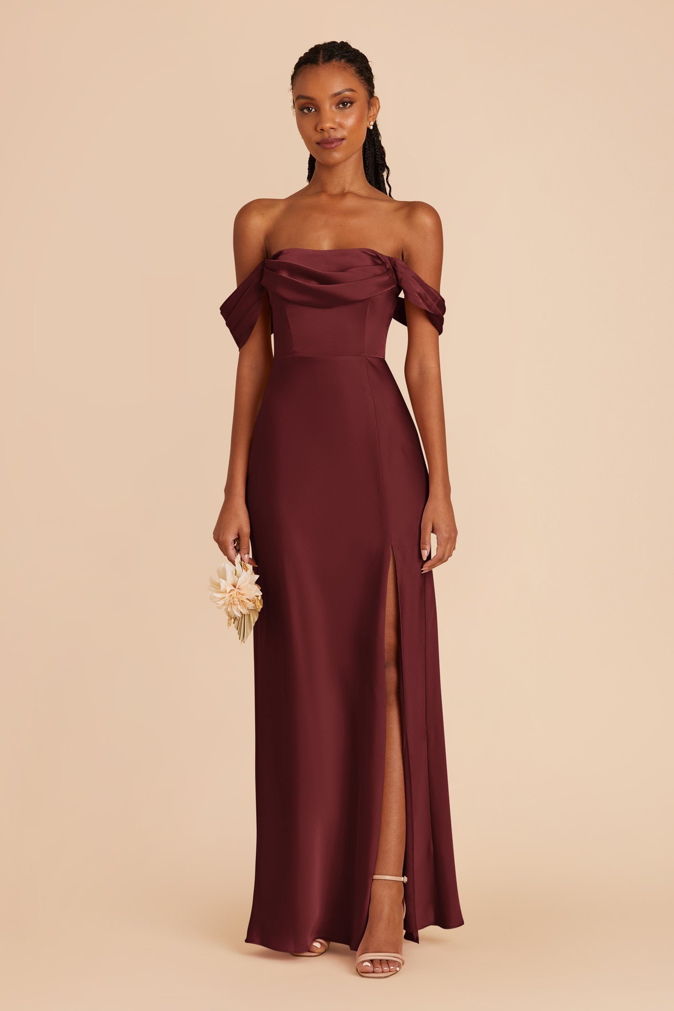 Matte Satin Convertible Dress - Off-Shoulder or Strapless | Mia Cabernet