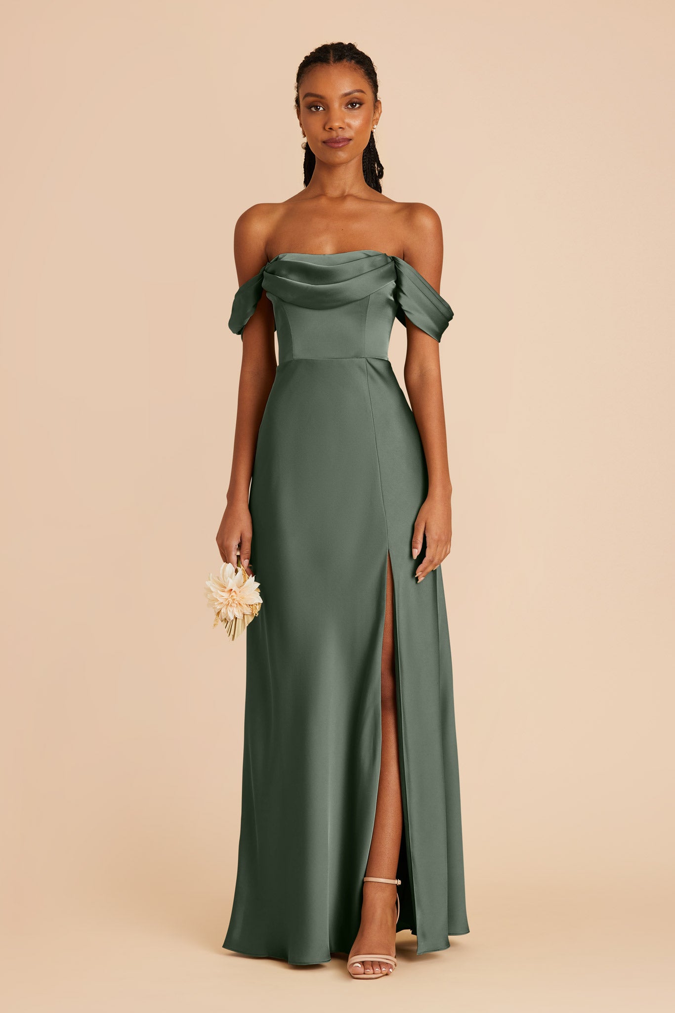 Convertible Satin Dress in Eucalyptus | Mia Matte