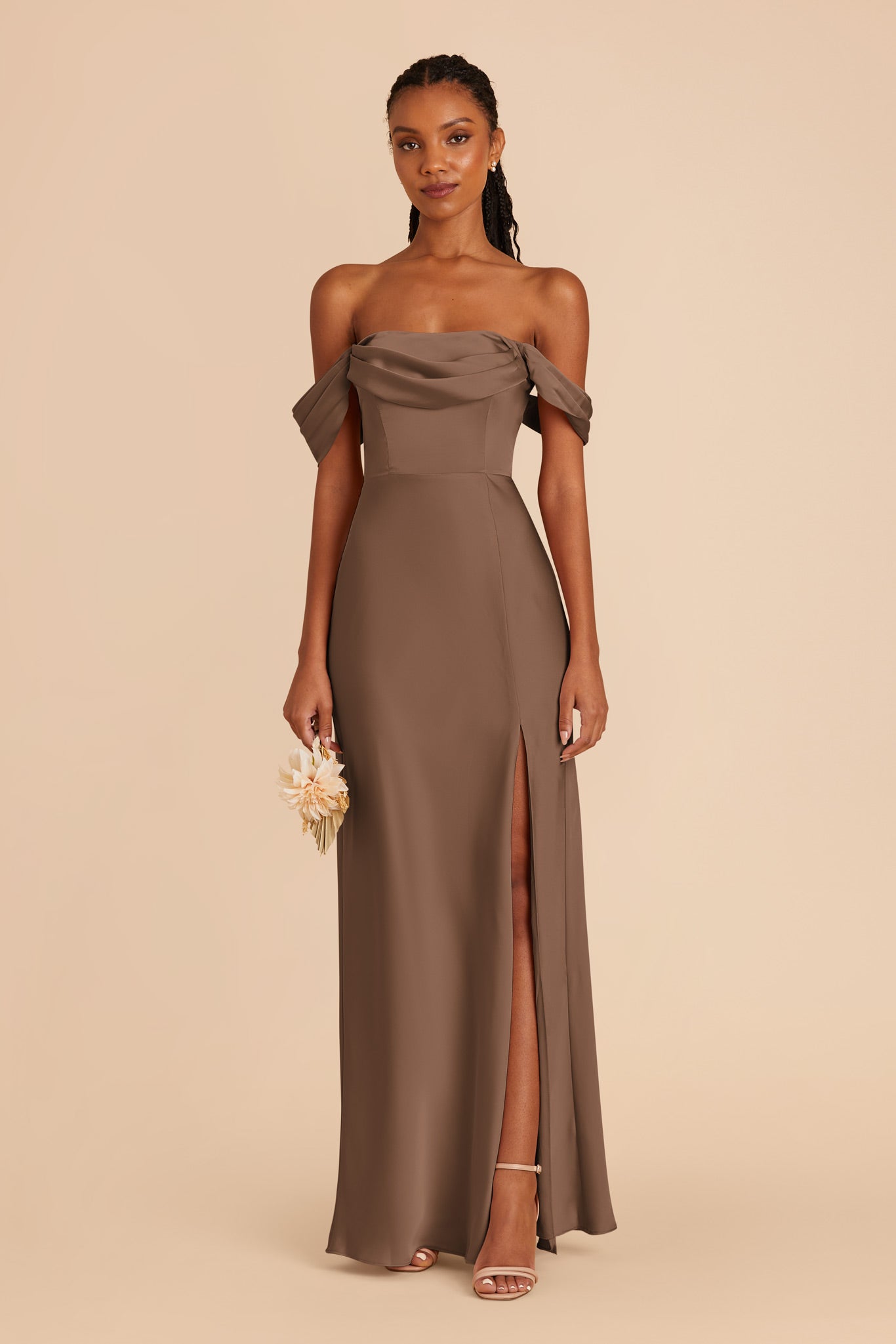 Matte Satin Convertible Dress | Mia - Mocha