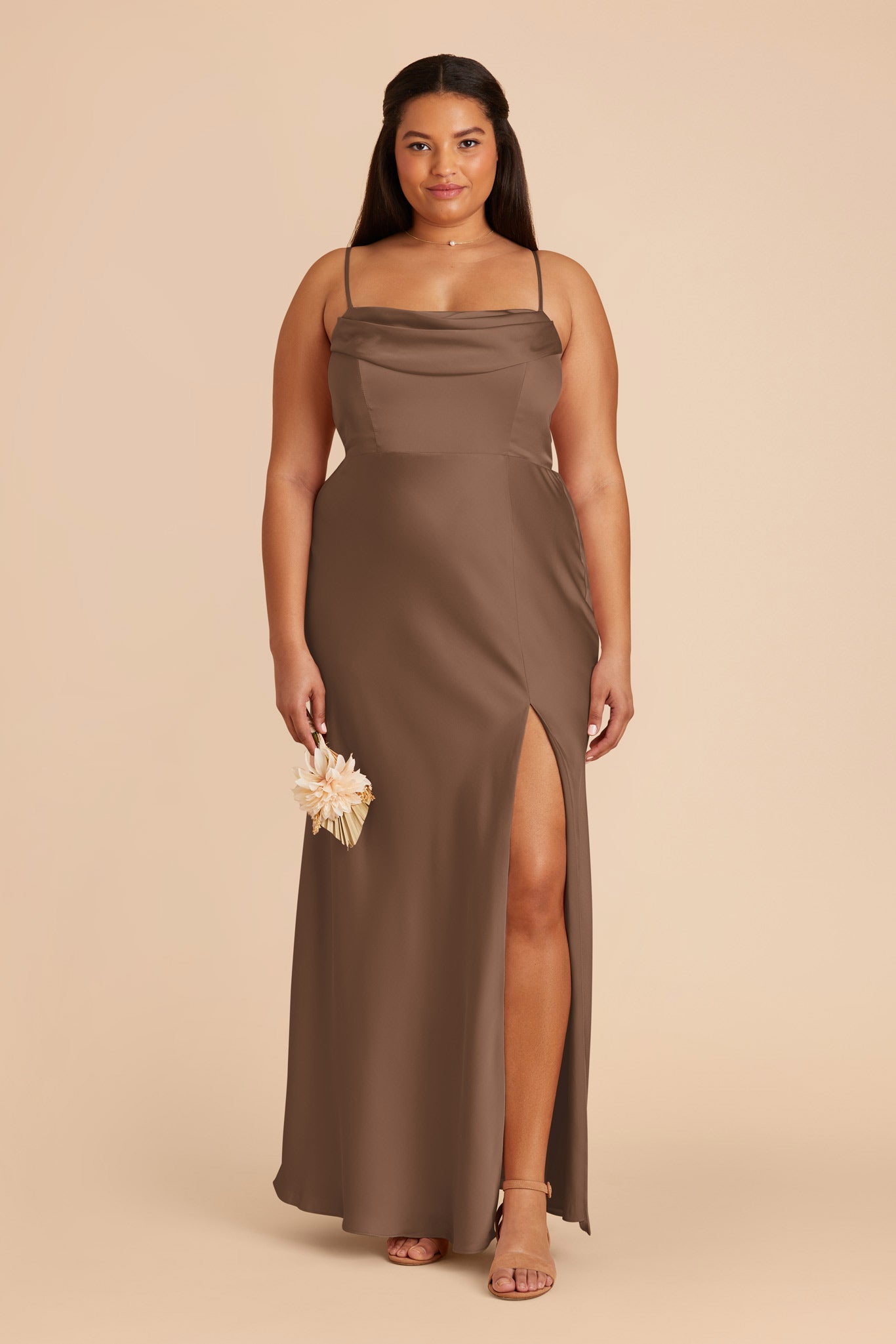 Matte Satin Convertible Dress | Mia - Mocha