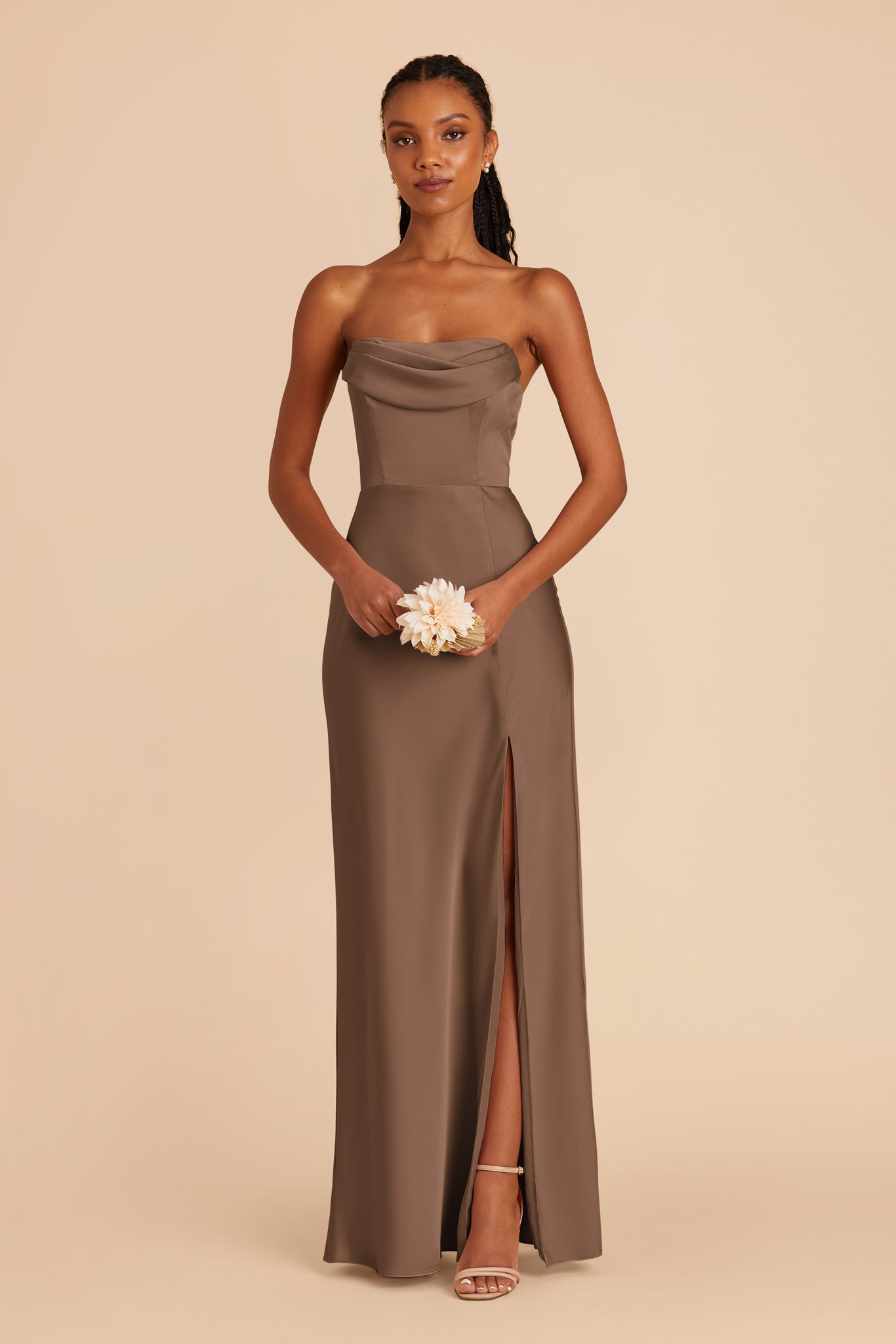 Matte Satin Convertible Dress | Mia - Mocha