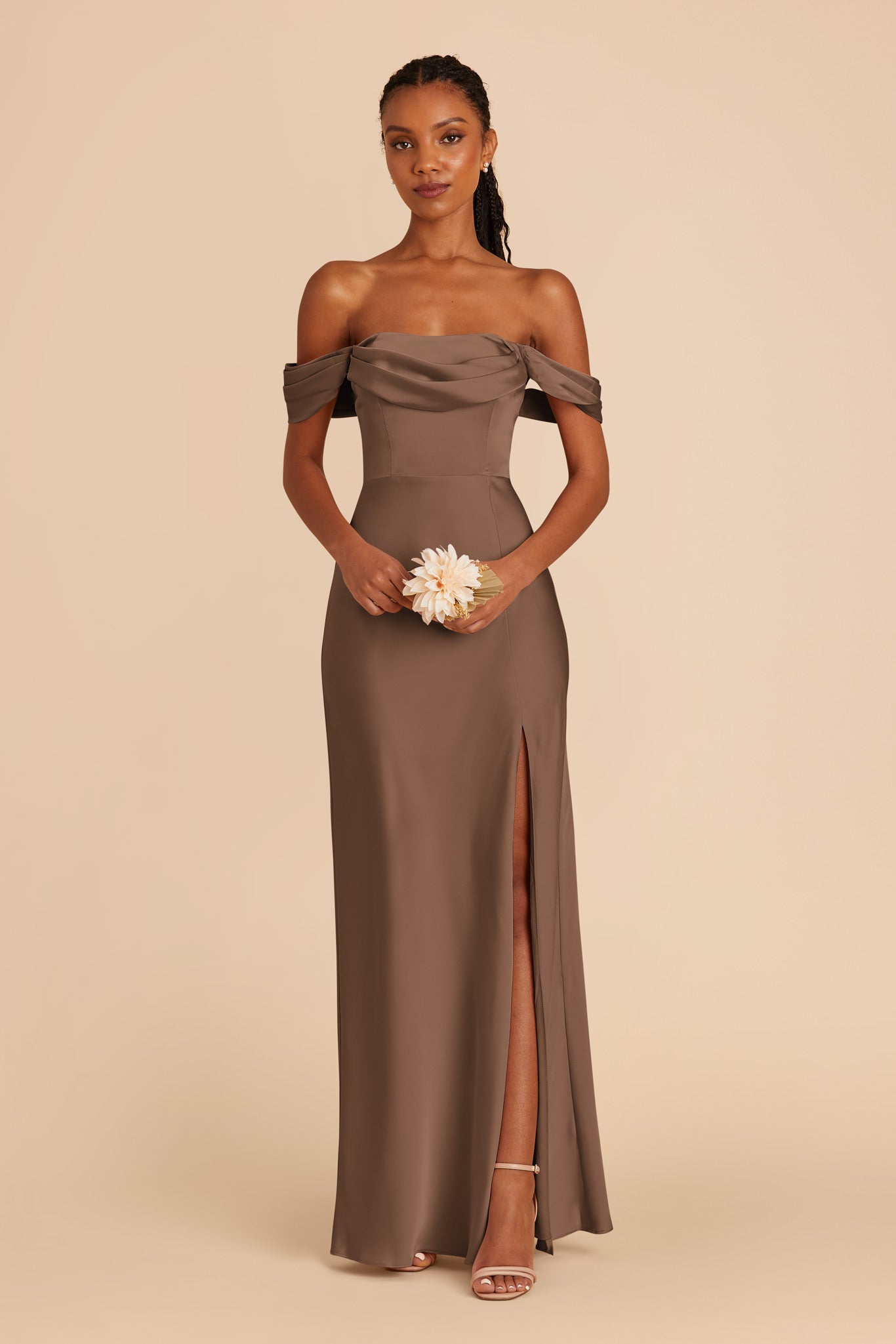 Matte Satin Convertible Dress | Mia - Mocha