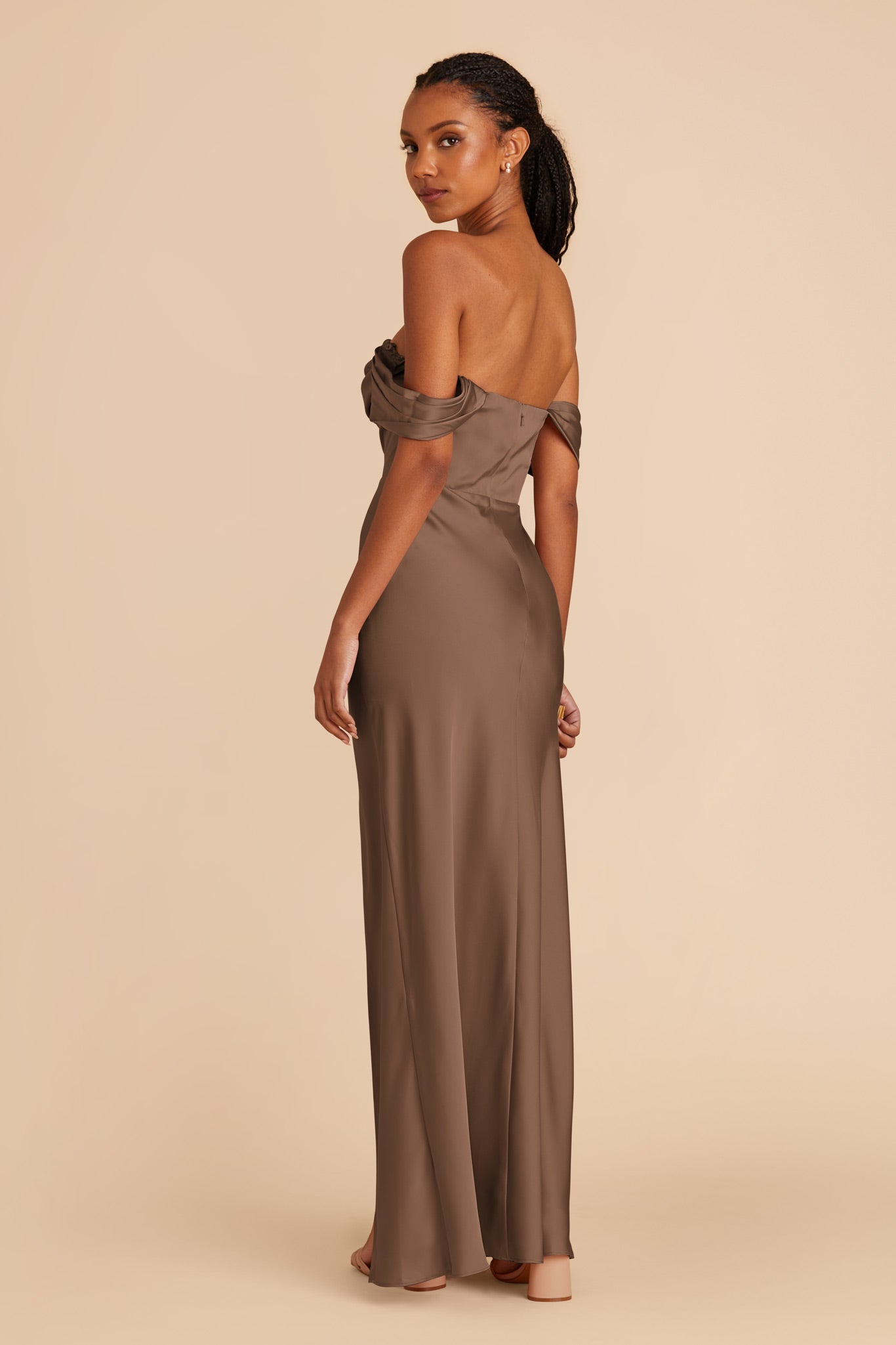 Matte Satin Convertible Dress | Mia - Mocha