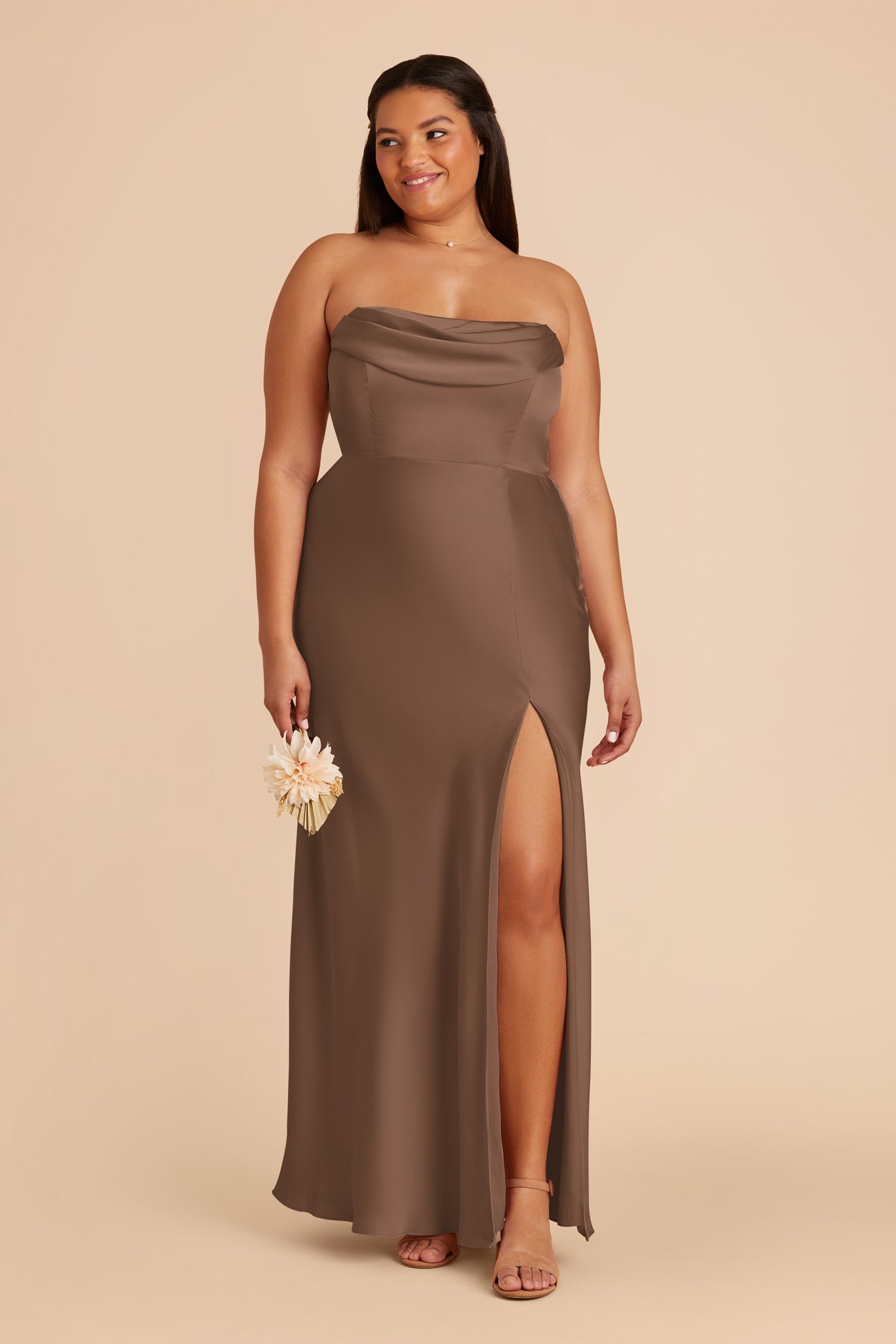 Matte Satin Convertible Dress | Mia - Mocha